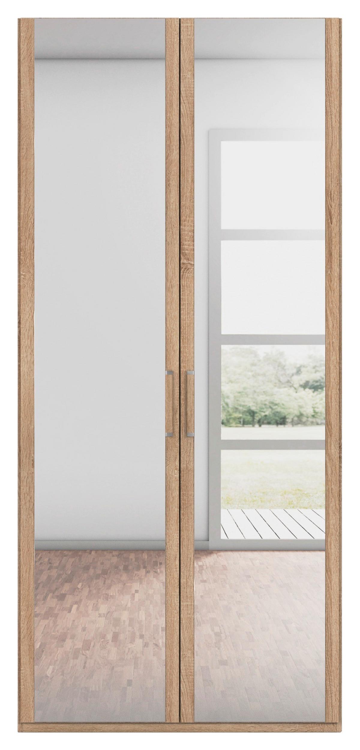 Omara S Klasičnimi Vrati Evelyn, Barva Hrasta - srebrne barve/hrast sonoma, Design, umetna masa/steklo (101/223/60cm) - Novel