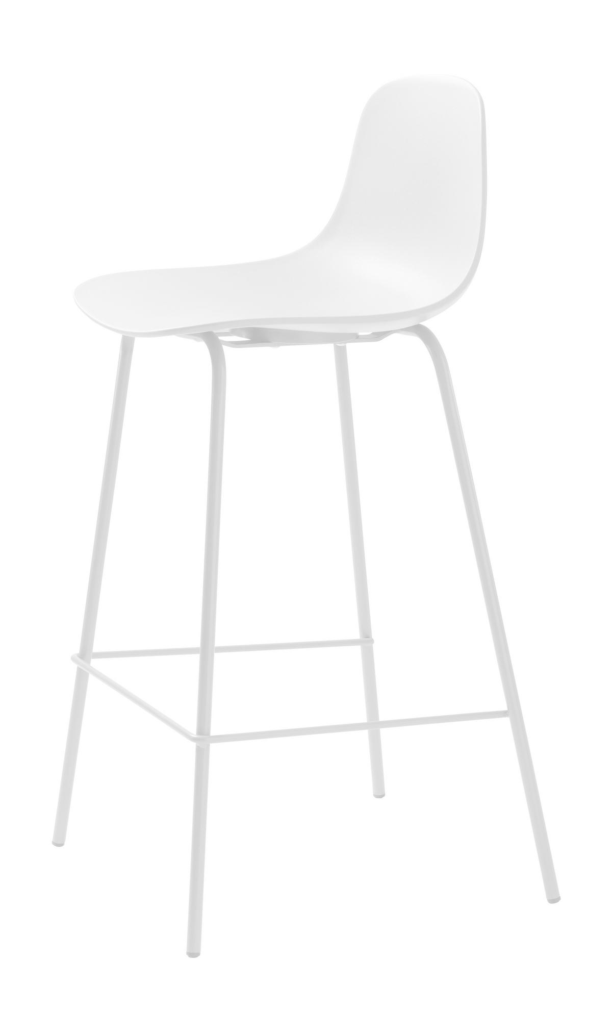 STOŁEK BAROWY WHTBIY - biały, Design, tworzywo sztuczne/metal (41/93/48cm) - Boxxx
