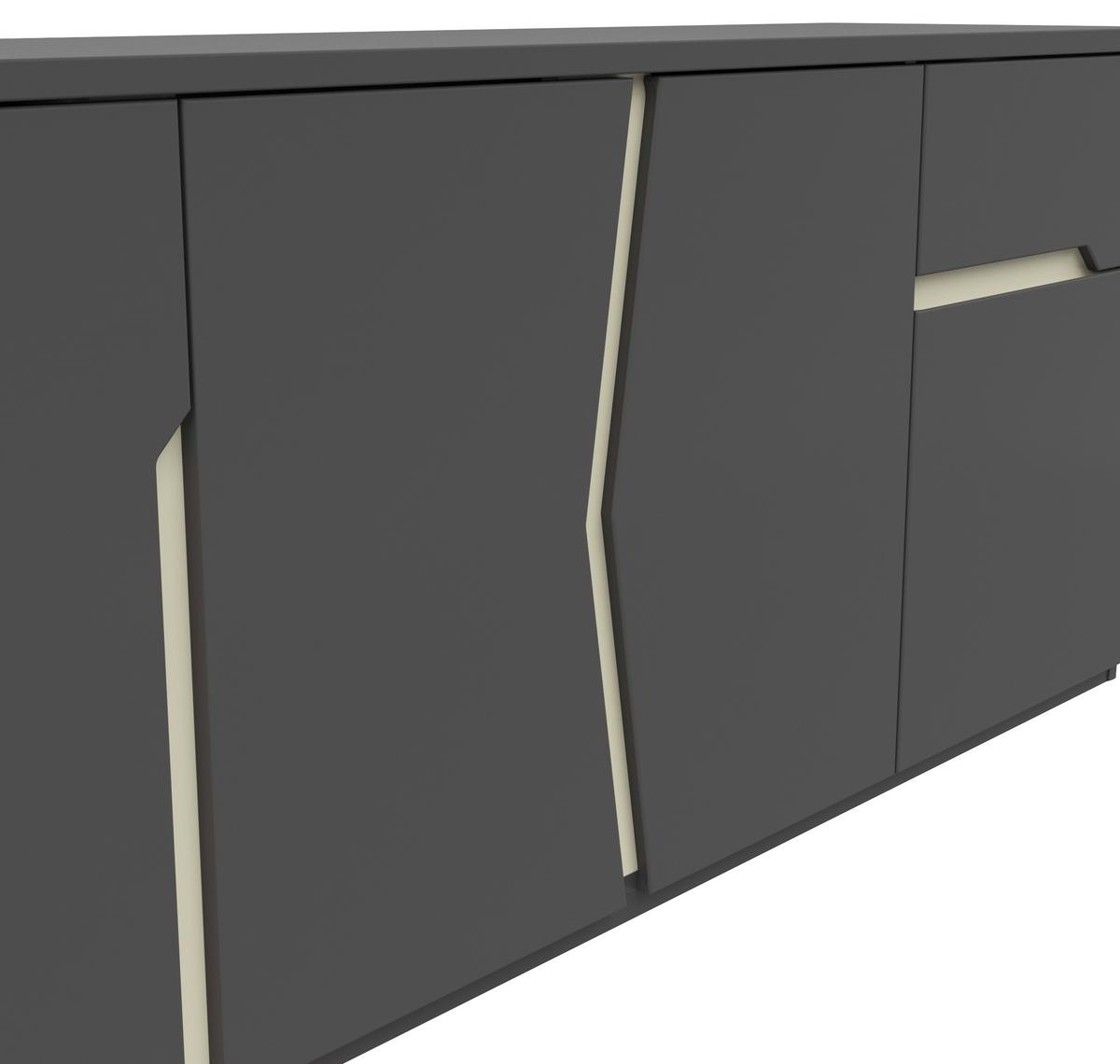 lowboard in Grau/Graphitfarben - couleur graphite/gris, Modern, matière synthétique/matériau de bois (164/69/42cm) - Premium Living