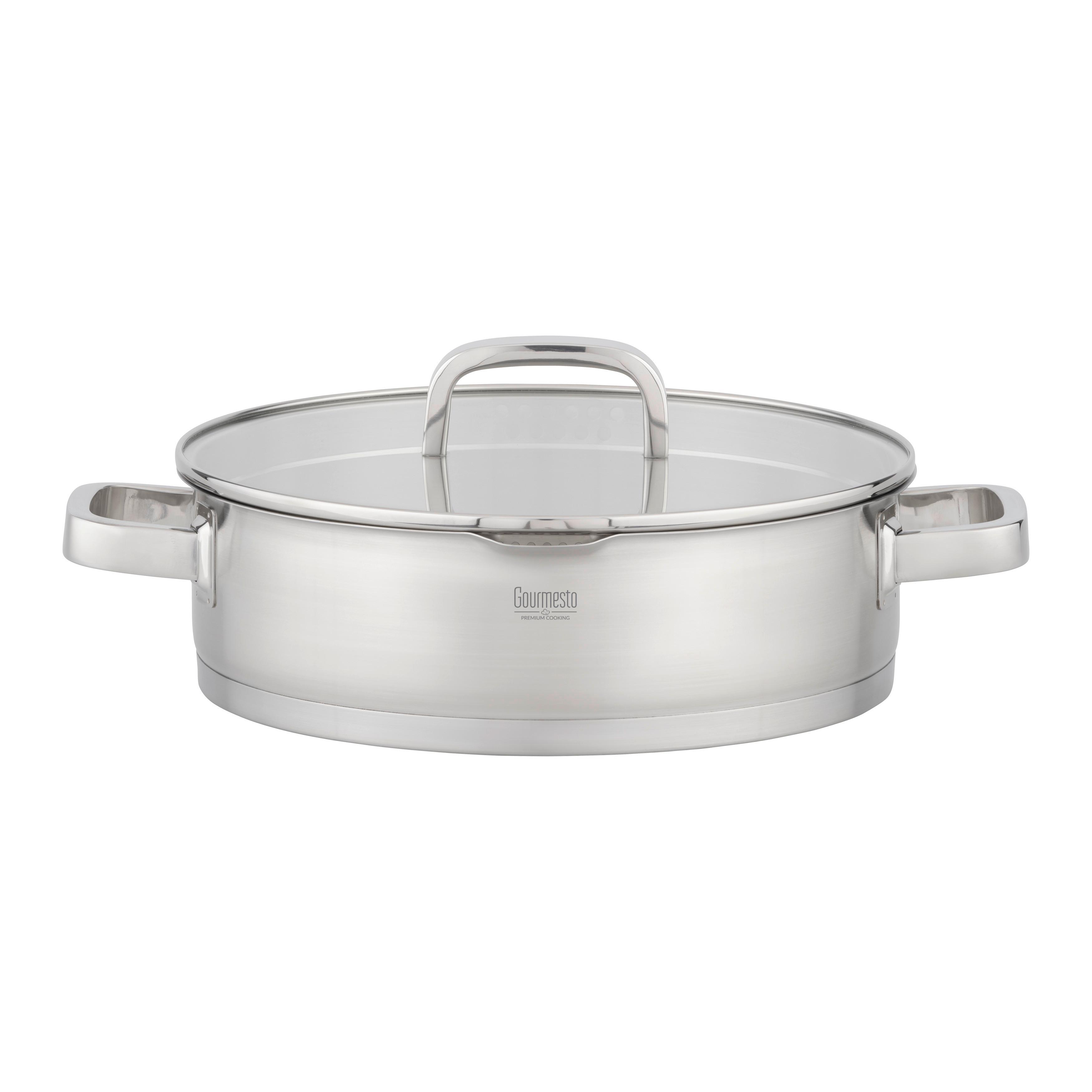 SERVERINGSPANNA SILVER LINE - klar/stålfärgad, Klassisk, metall/glas (28/8cm) - Gourmesto