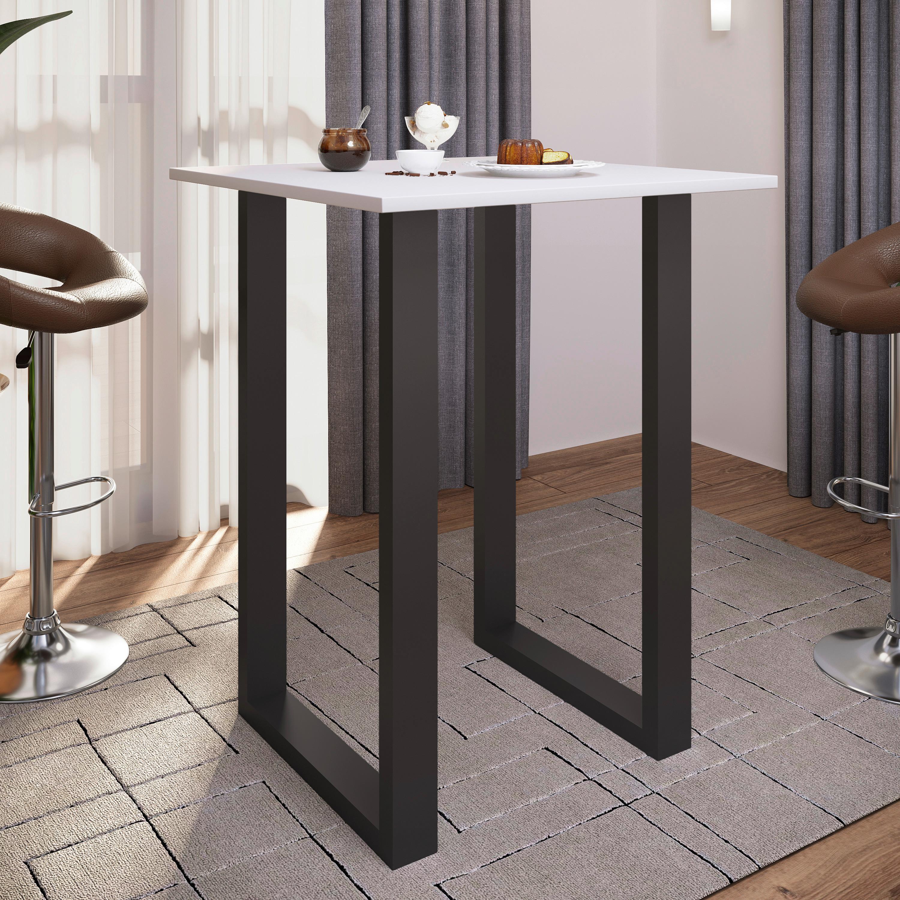 Bartisch XONA Schwarz/Weiß ca.80x102x80cm - Silberfarben/Schwarz, KONVENTIONELL, Holzwerkstoff/Metall (80/80/102cm)