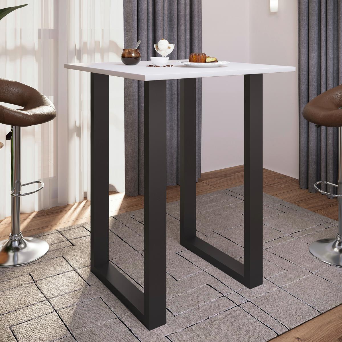 Bartisch XONA Schwarz/Weiß ca.80x102x80cm - Silberfarben/Schwarz, KONVENTIONELL, Holzwerkstoff/Metall (80/80/102cm)