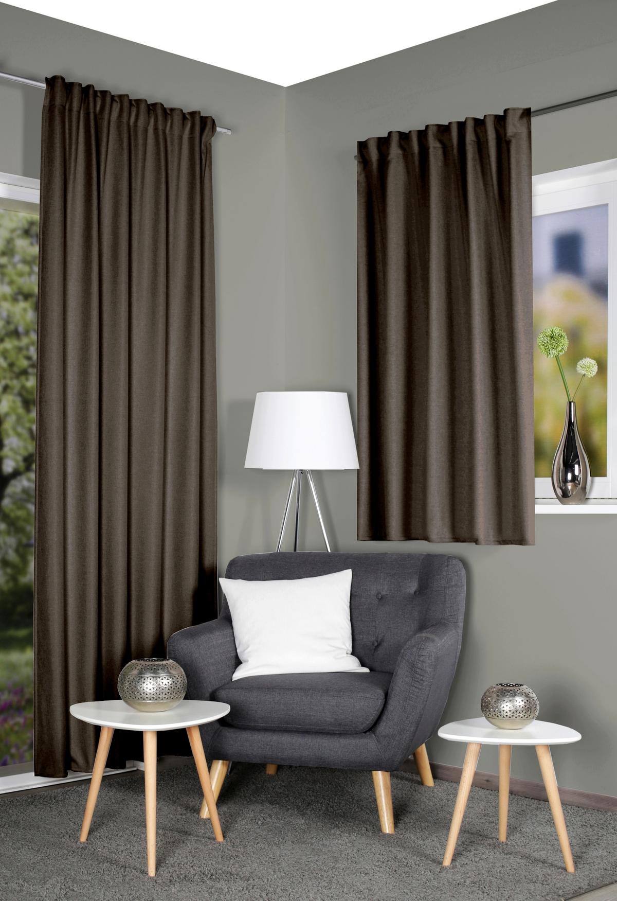 ZASŁONA TERMICZNA ESKAMIO - brązowy, Basics, tkanina (135/245cm) - HOMEBasics