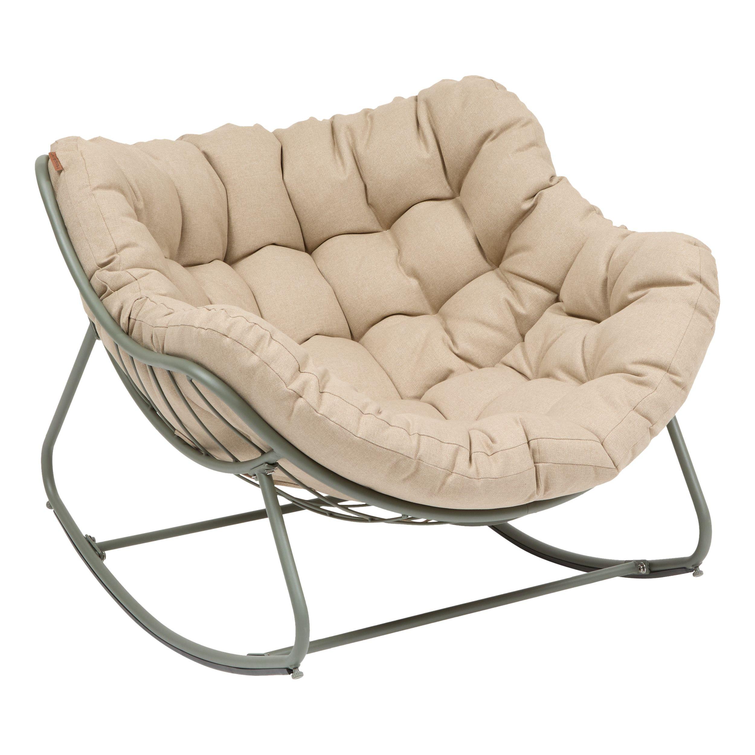 Fotoliu balansoar Paopao - bej/verde, Basics, metal/textil (96/109/83cm)