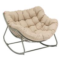 Fotoliu balansoar Paopao - bej/verde, Basics, metal/textil (96/109/83cm)