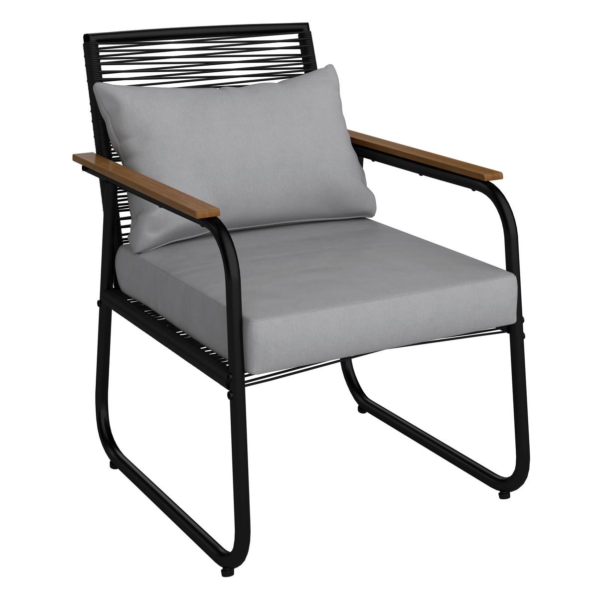 Lounge Garnitura Elly, Siva, Naravna, Črna, 4-Delno - siva/črna, Moderno, kovina/umetna masa (116/77/71cm) - Bessagi Garden