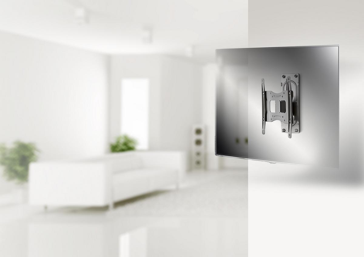 TV-Wandhalter FS 1 in ca. 25x22 cm Silber - Silberfarben, KONVENTIONELL, Metall (24,33/22/9,6cm) - MID.YOU