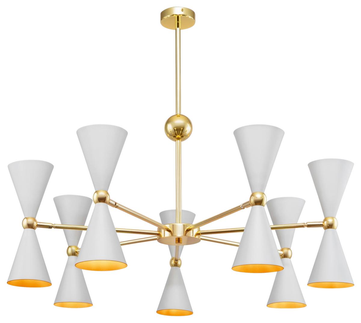 Kronleuchter Vesper Weiß max. 40 Watt - Goldfarben/Weiß, Basics, Metall (91/32/91cm) - MAYTONI