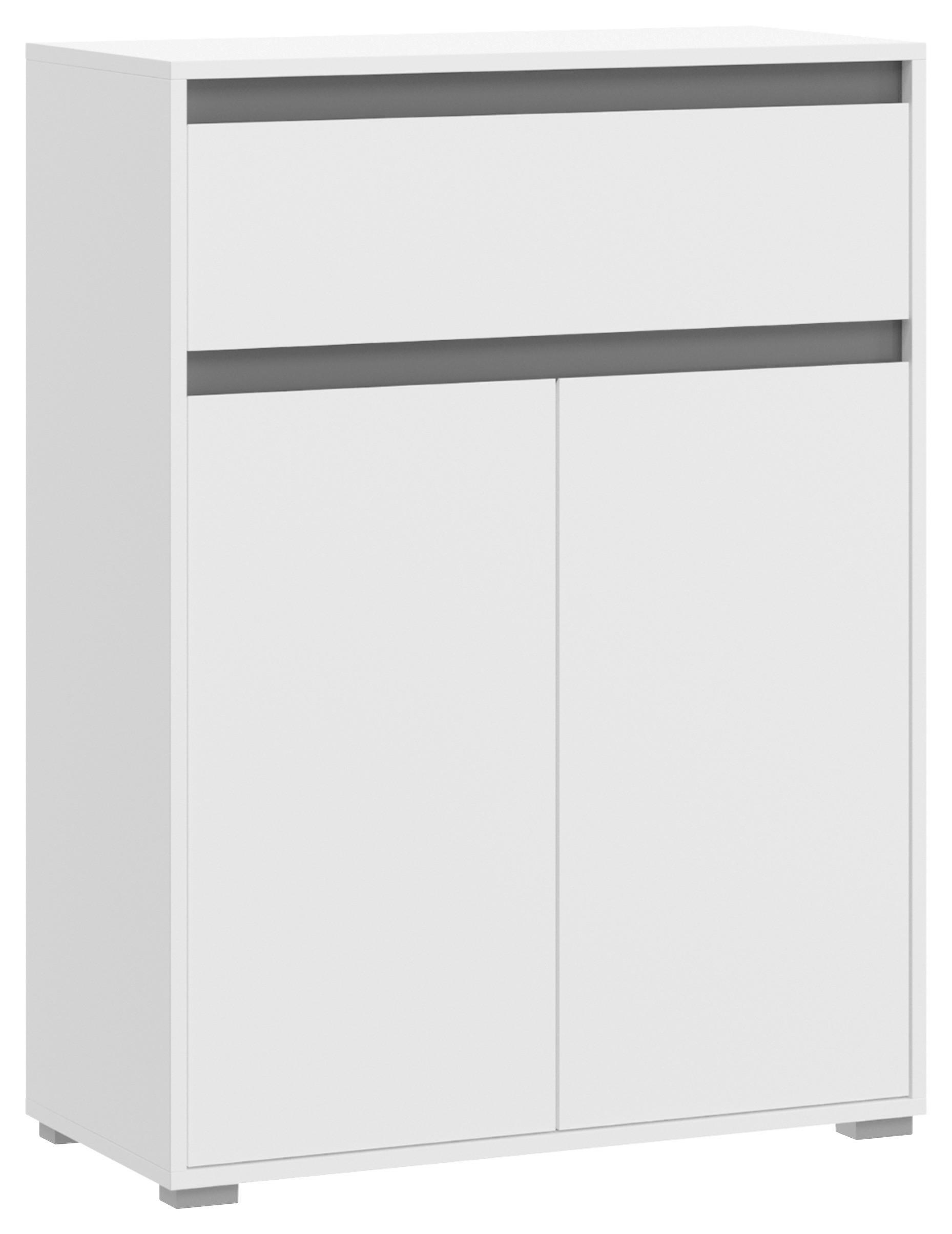 Schuhschrank Torino ca. 76x102x35cm Weiß/Grau - Silberfarben/Grau, KONVENTIONELL, Holzwerkstoff/Kunststoff (76/102/35cm) - MID.YOU
