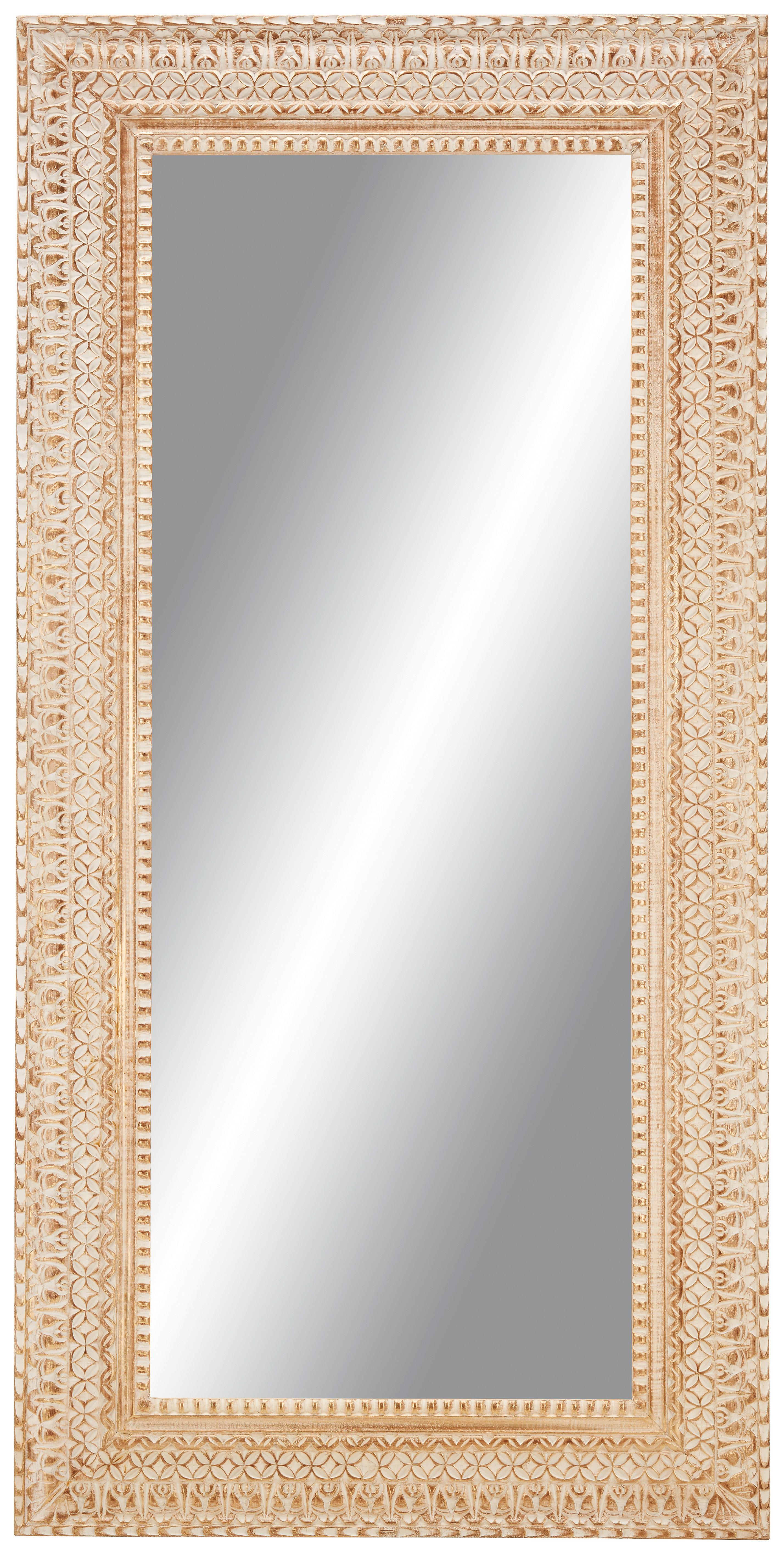 Wandspiegel ca. 90x180x3,5cm - Weiss/Hellrosa, Romantik / Landhaus, Glas/Holz (90/180cm) - Premium Living