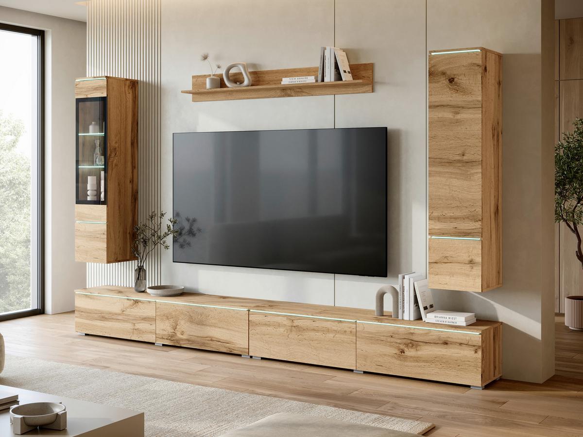 Dnevni Regal Vera Xxl, Barva Hrasta, 5-Delni - hrast wotan/siva, Basics, umetna masa/steklo (300/162/33cm) - P & B