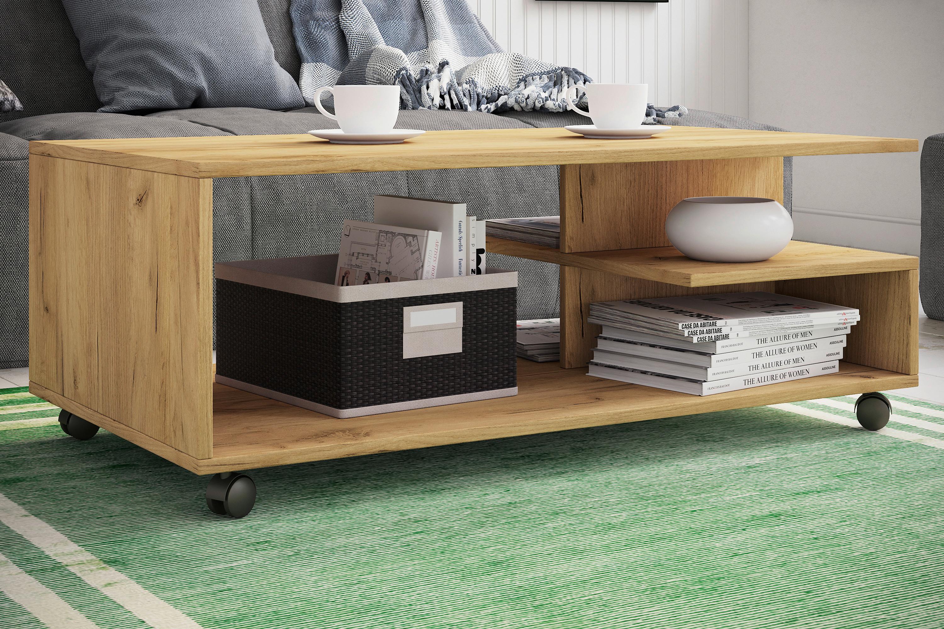 COUCHTISCH STANGO XL - Honigeiche, Design, Holzwerkstoff/Kunststoff (100/50/40cm) - MID.YOU