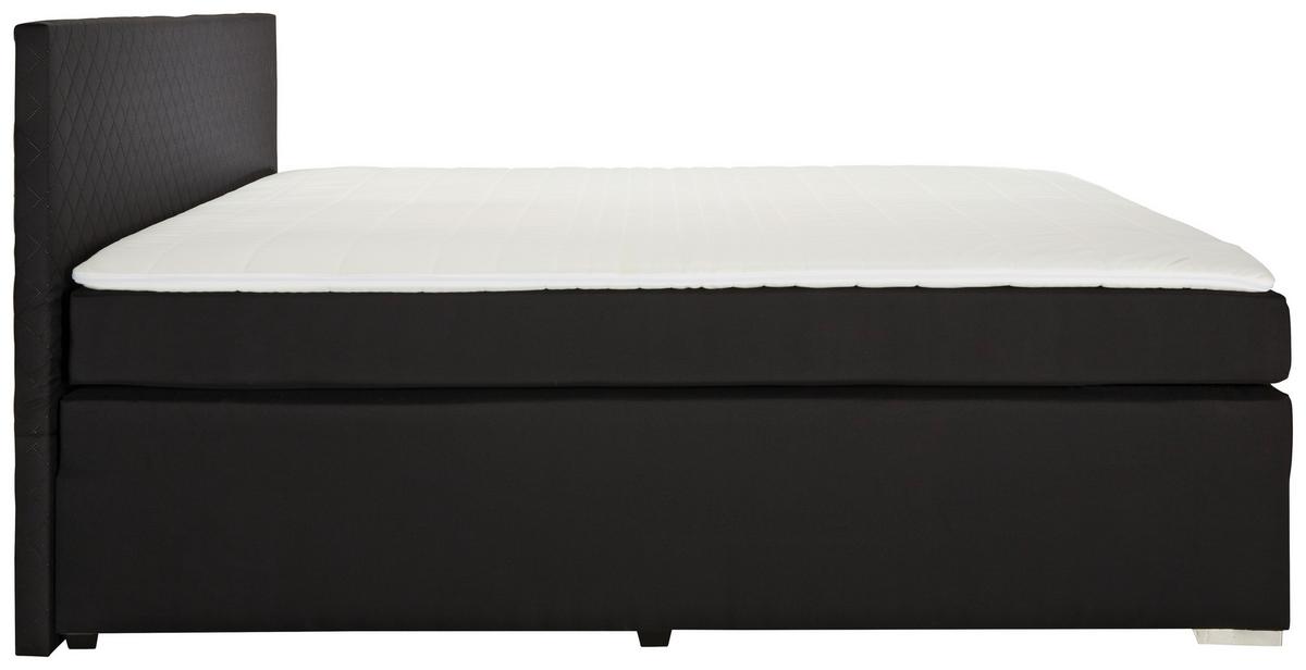 Boxspringbett Mali New Schwarz ca. 160x200cm - Chromfarben/Schwarz, KONVENTIONELL, Textil (160/200cm) - Based