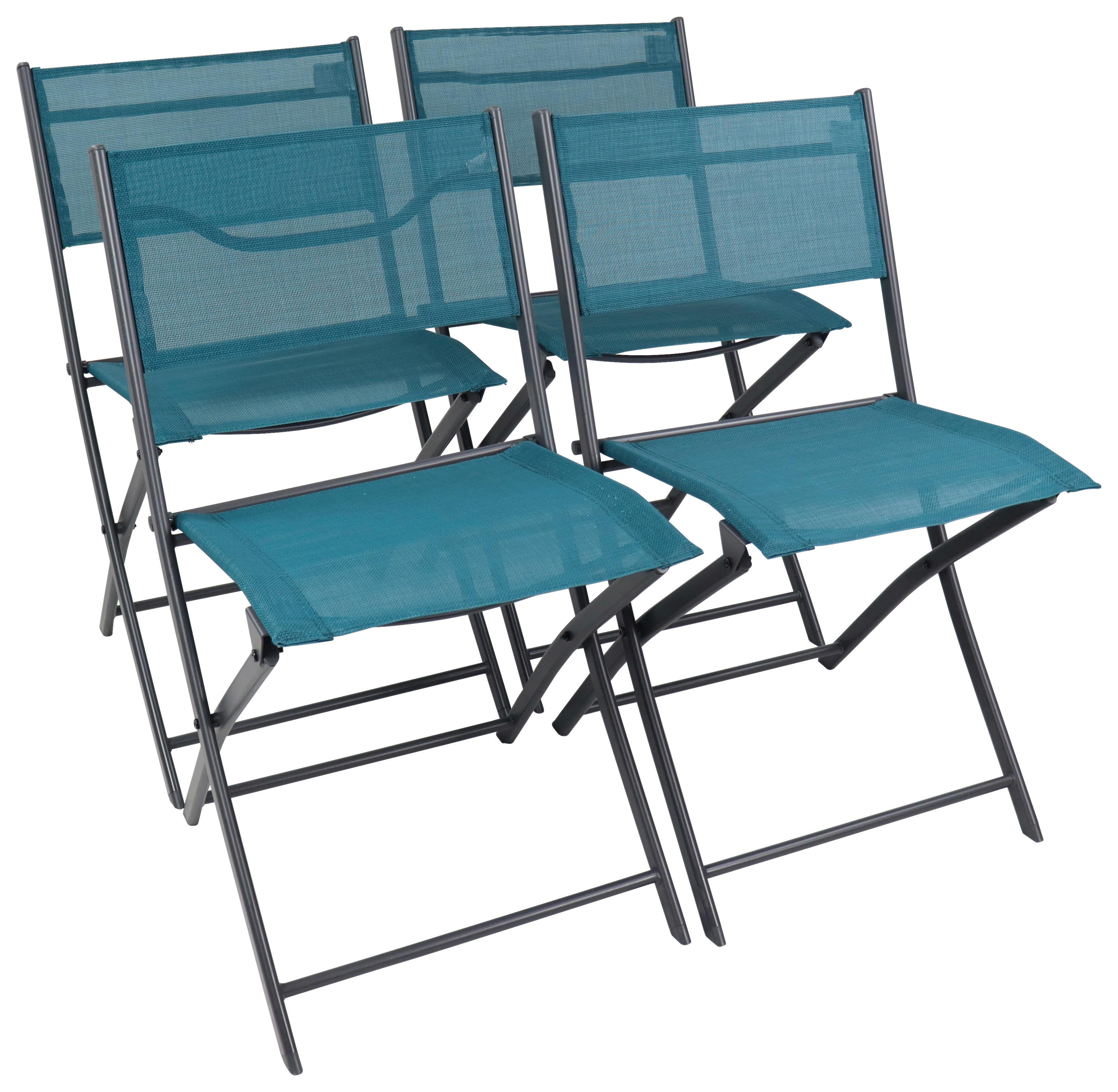 GARTENKLAPPSTUHL-SET SUMILA - Türkis/Schwarz, Modern, Textil/Metall (45/79/46cm) - Ambia Garden