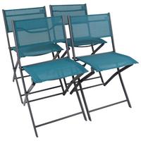 GARTENKLAPPSTUHL-SET SUMILA - Türkis/Schwarz, Modern, Textil/Metall (45/79/46cm) - Ambia Garden