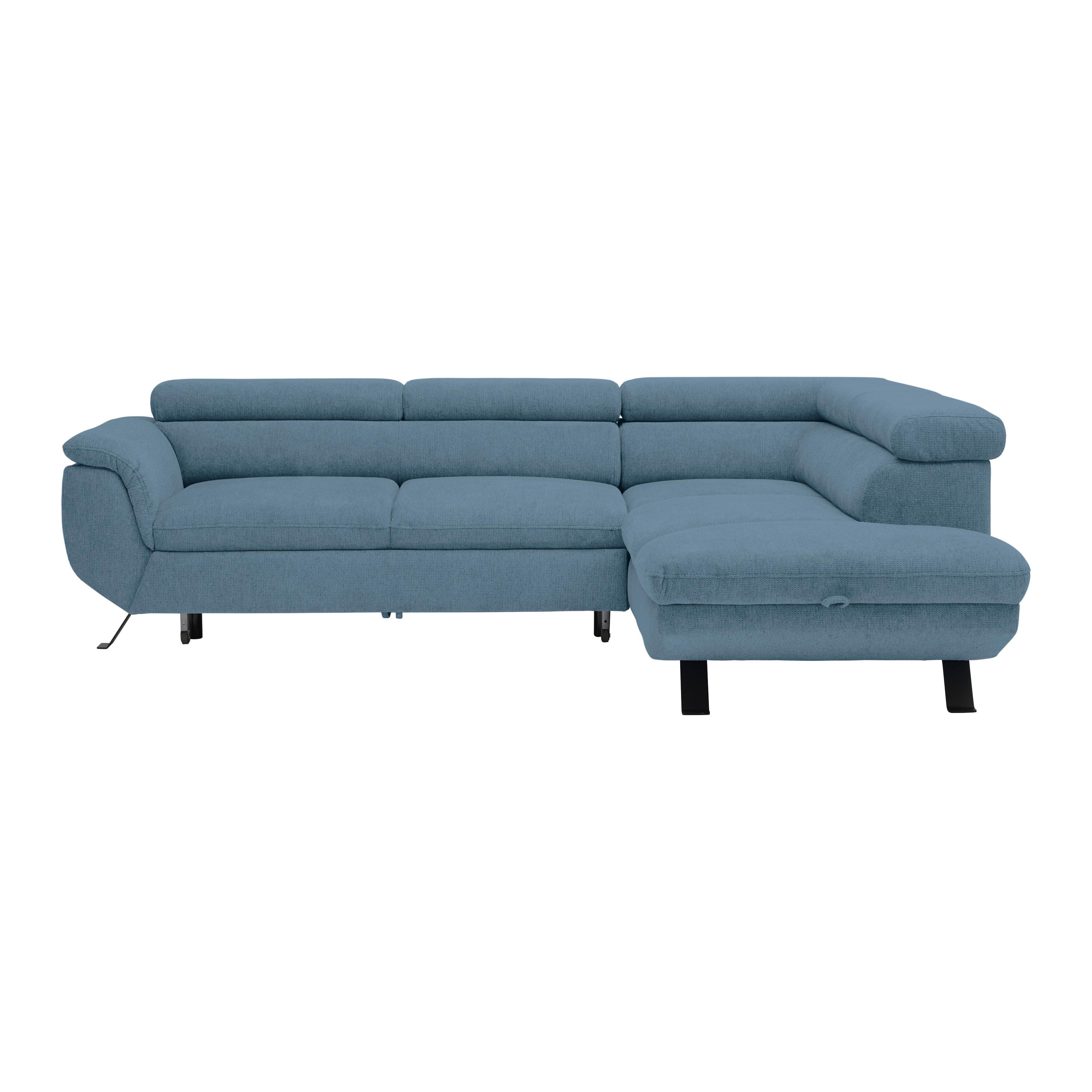 Ecksofa Raven Dunkelblau - Schwarz/Dunkelblau, MODERN, Textil/Metall (257/198cm) - Mömax