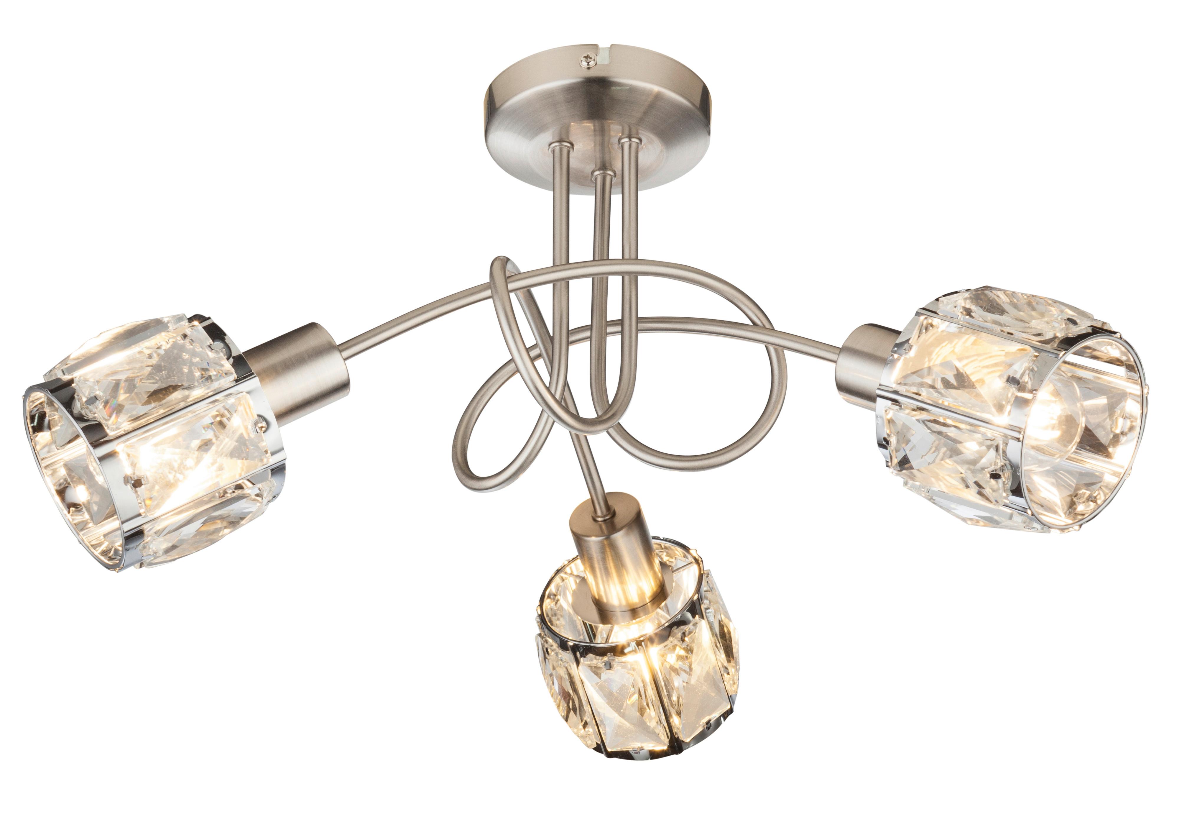 Deckenleuchte Kris in Nickelfarben max. 40 Watt - Design, Glas/Metall (38/38/24cm) - Globo