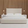 STOPPAD SÄNG ALBA - beige/svart, Modern, trä/textil (180/200cm) - Bessagi Home