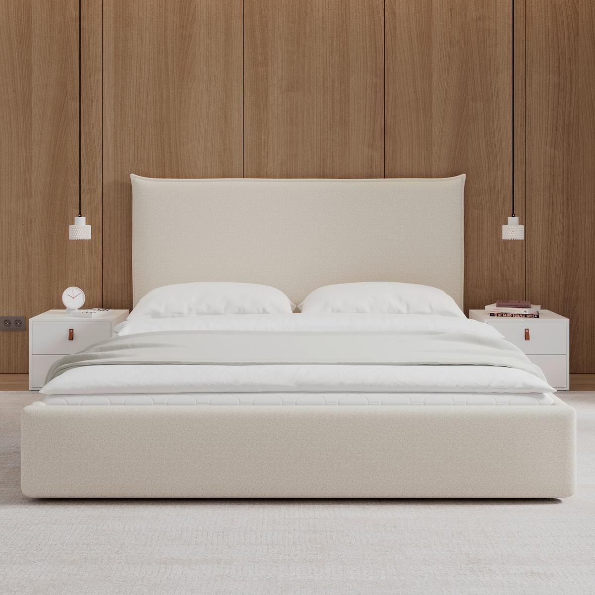 Polsterbett Alba Beige ca. 180x200 cm - Beige/Schwarz, Modern, Holz/Kunststoff (180/200cm) - Bessagi Home