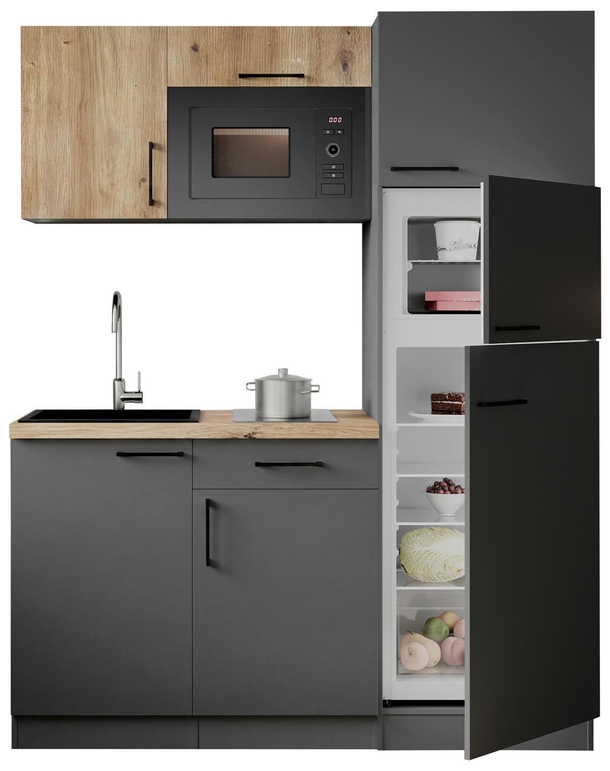 Küchenblock Oliver m. Geräten Grau - Eiche Artisan/Grau, Trend, Holzwerkstoff/Metall (160cm) - Respekta