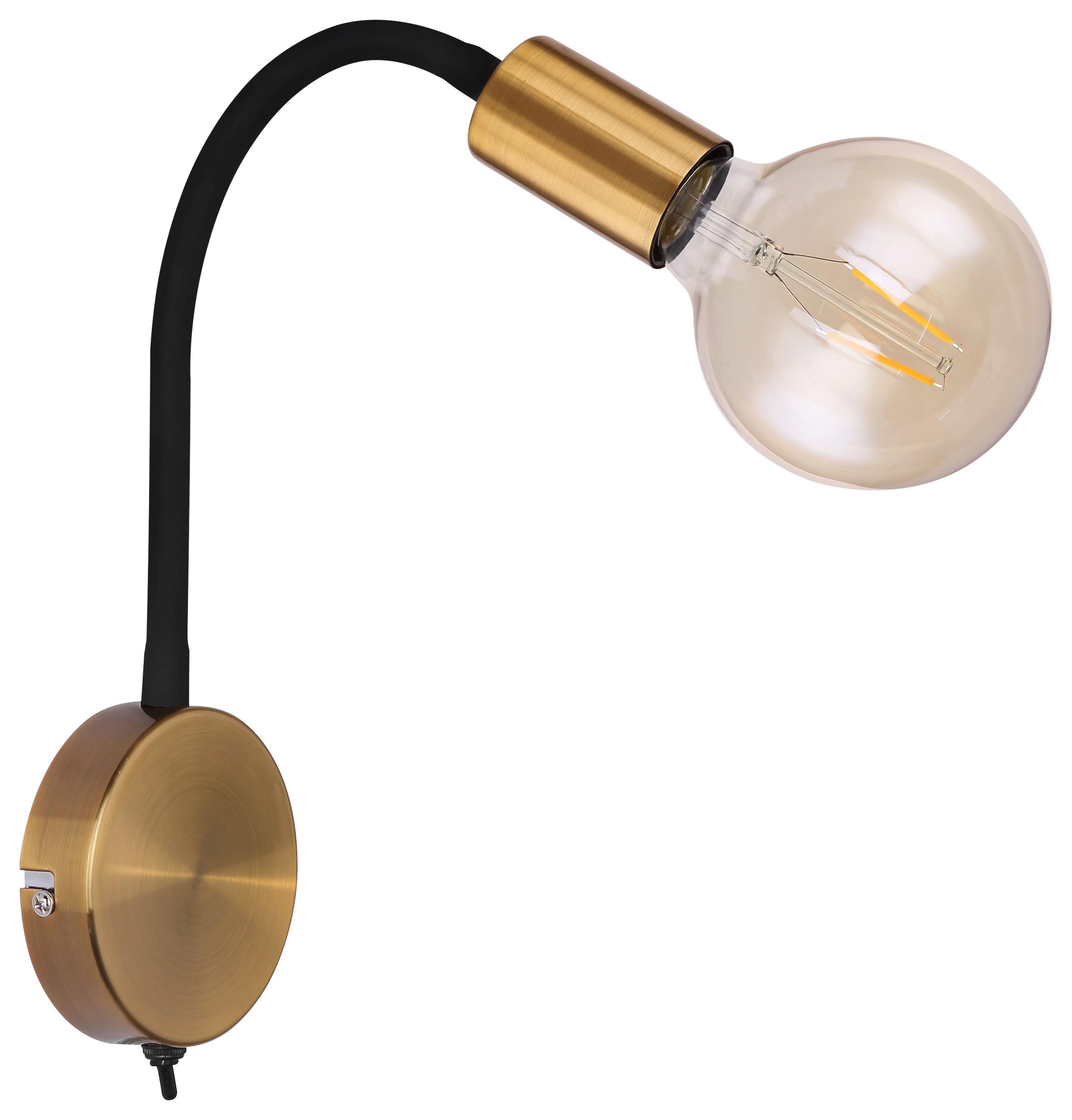 Wandleuchte Eddy max. 60 Watt - Goldfarben/Schwarz, Basics, Metall (30/43cm) - Globo