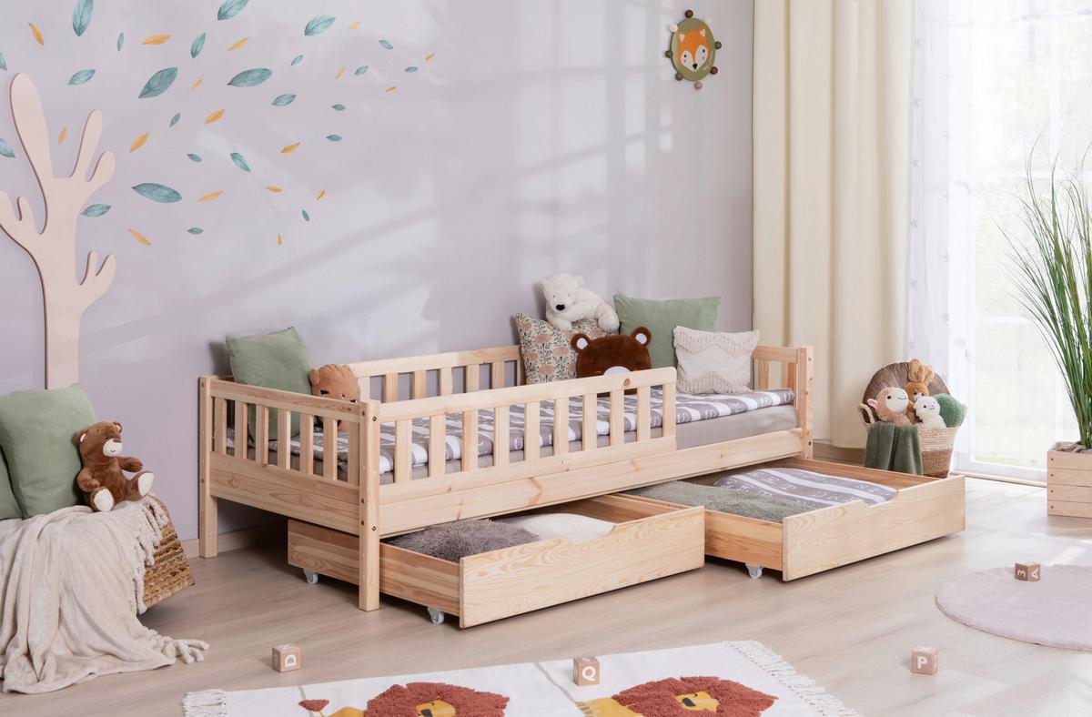 Hausbett Lou ca. 90x200 cm Holz - Naturfarben/Weiß, MODERN, Holz/Textil (90/200cm) - MID.YOU