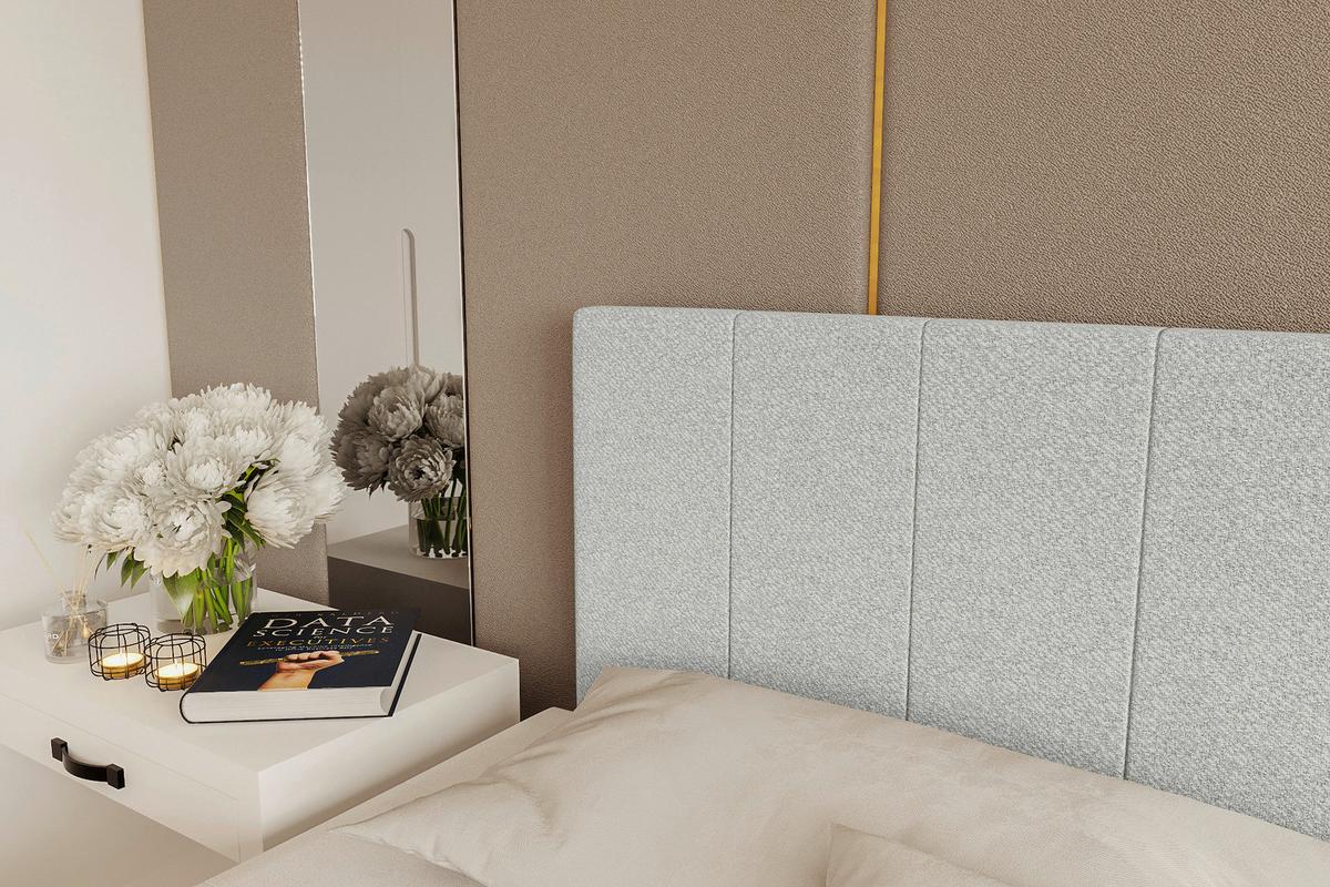 Boxbett Odin Hellgrau ca. 180x200cm - Hellgrau/Schwarz, KONVENTIONELL, Kunststoff/Textil (180/200cm) - Based