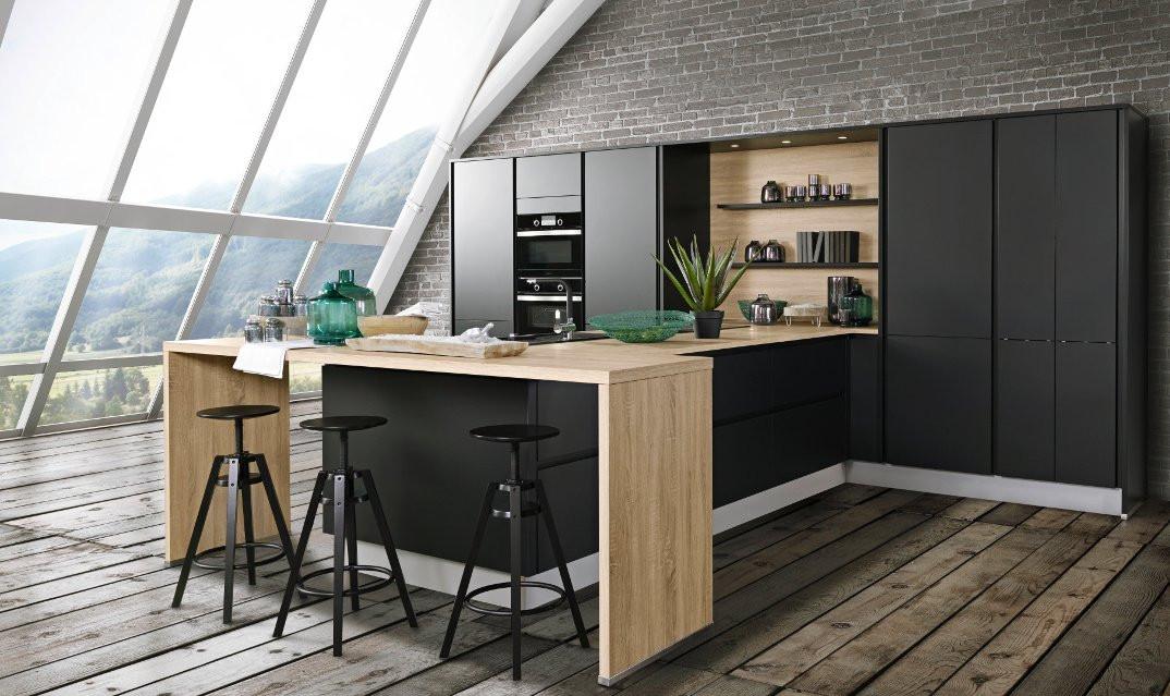 Kuhinja Moon - boje hrasta/crna, Modern, drvni materijal - Express