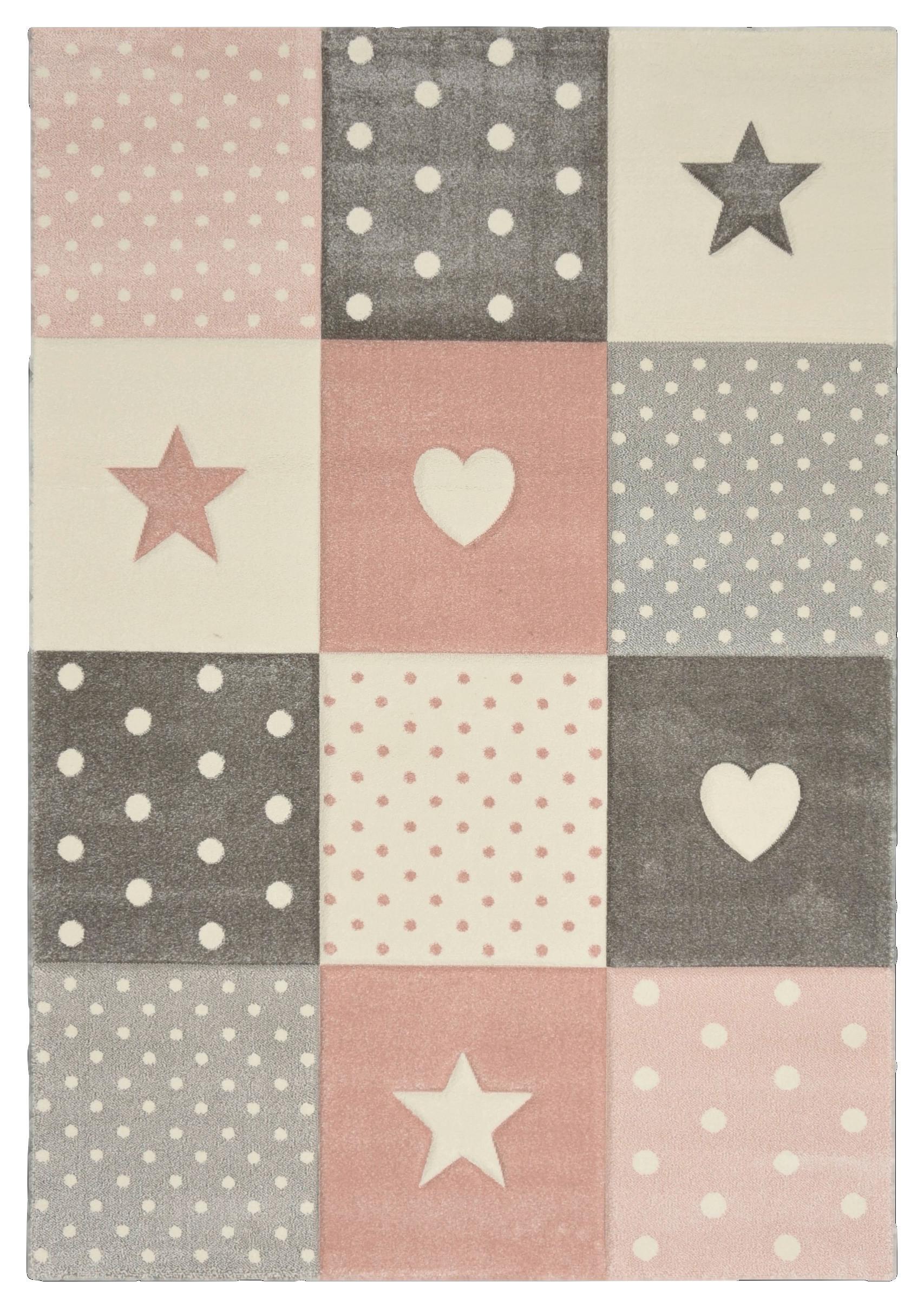 Kinderteppich Pastel Kids Grau/Hellrosa ca. 120x170cm - Hellrosa/Grau, LIFESTYLE, Textil (120/170cm)