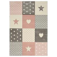 Kinderteppich Pastel Kids Grau/Hellrosa ca. 80x150cm - Hellrosa/Grau, Basics, Textil (80/150cm)