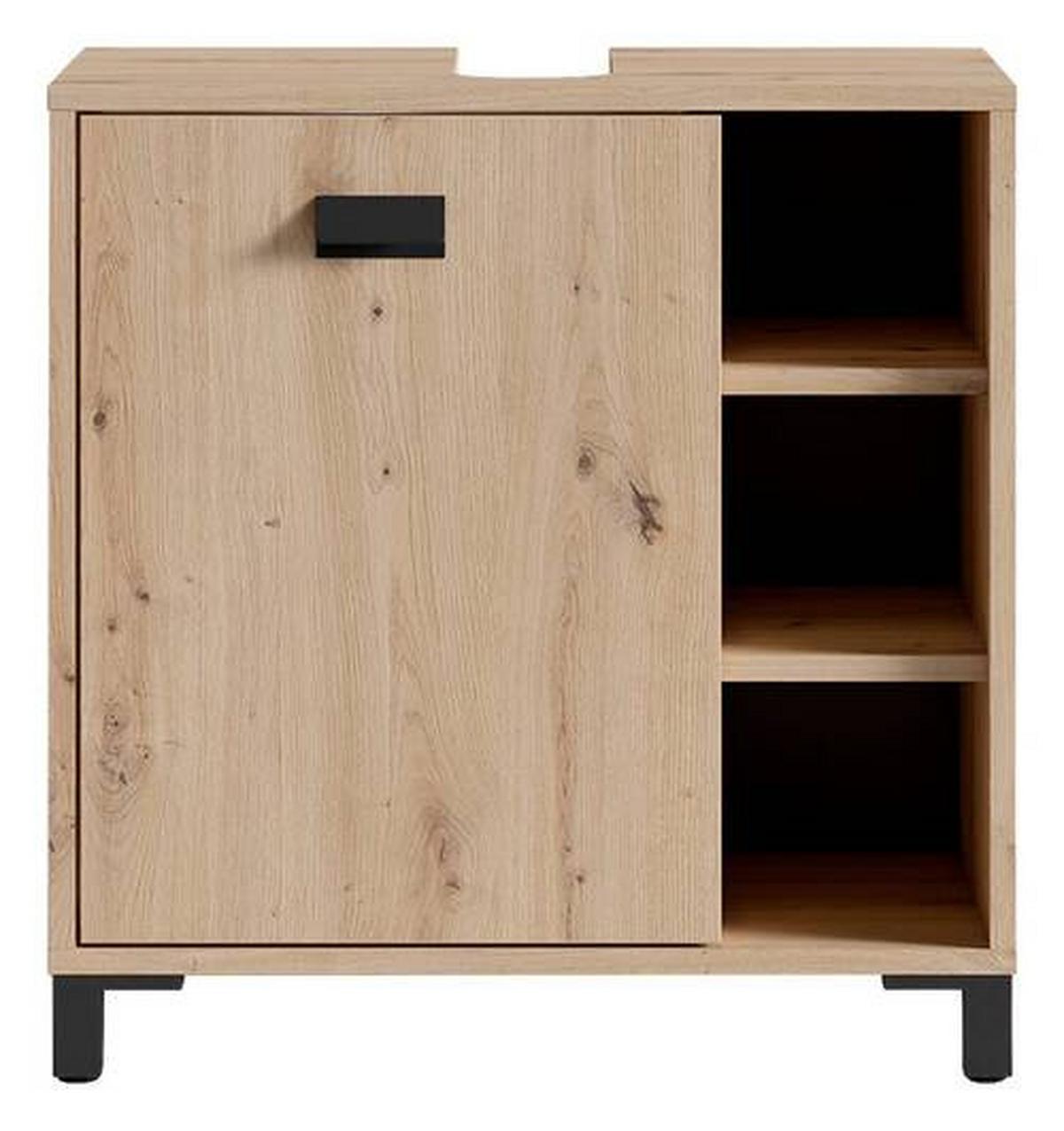 Waschbeckenunterschrank Wellness B: 60 cm Eiche Dekor - Anthrazit/Schwarz, MODERN, Holzwerkstoff/Kunststoff (60/62/34cm) - MID.YOU