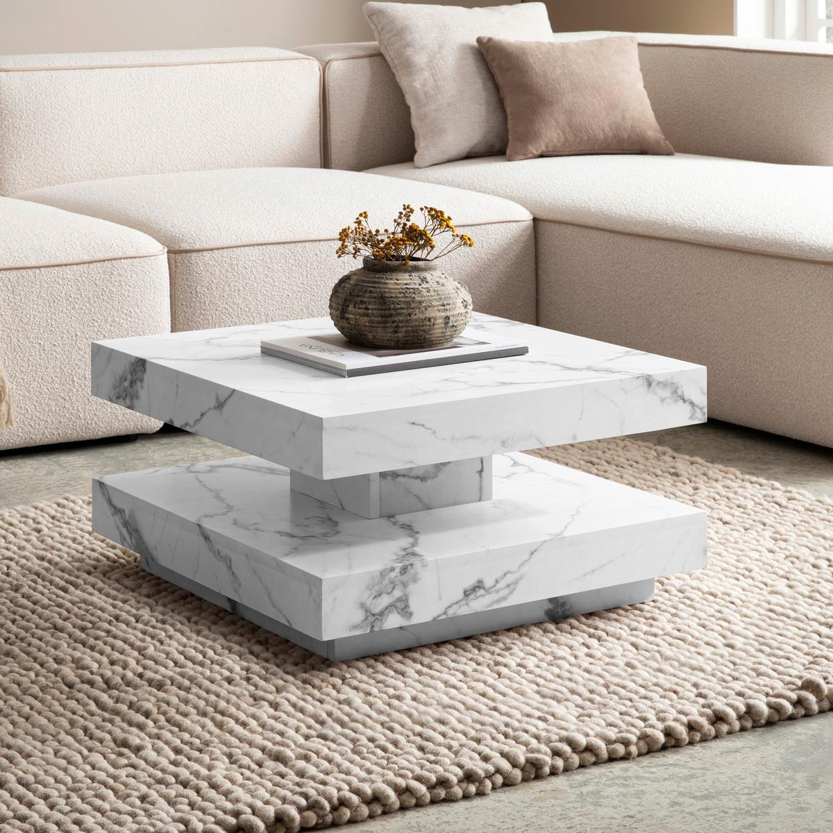 Klubska Miza Zena, Bela - bela, Design, leseni material (60/60/34cm) - Livetastic