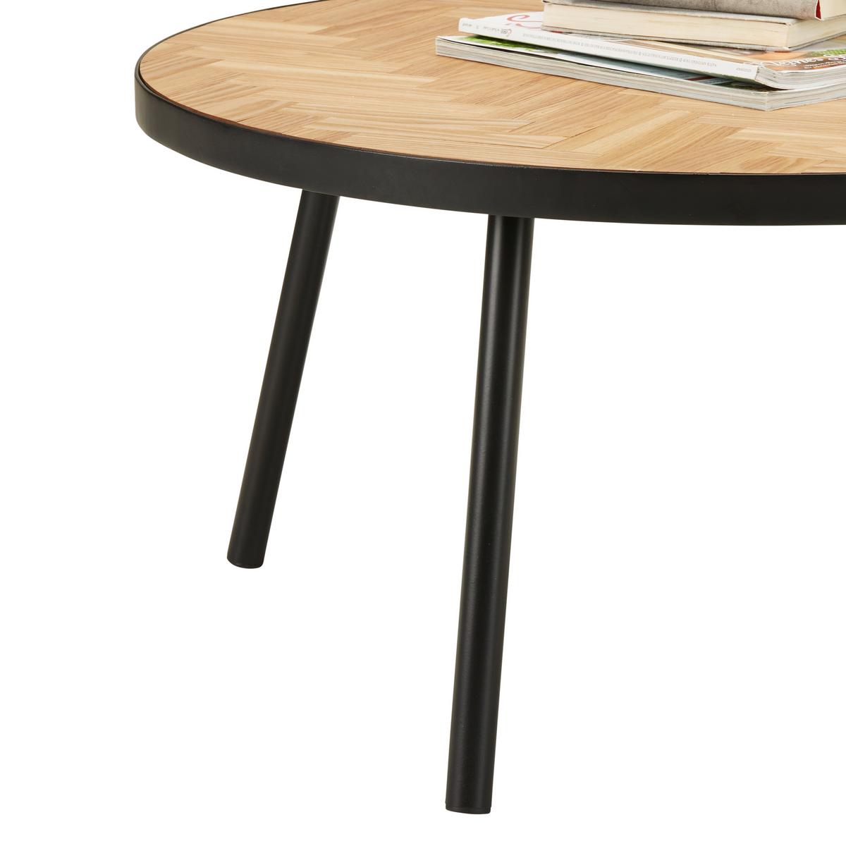 Couchtisch in Naturfarben/Schwarz Ø ca. 80cm - Schwarz/Naturfarben, Lifestyle, Holzwerkstoff/Metall (80/40cm) - Zandiara