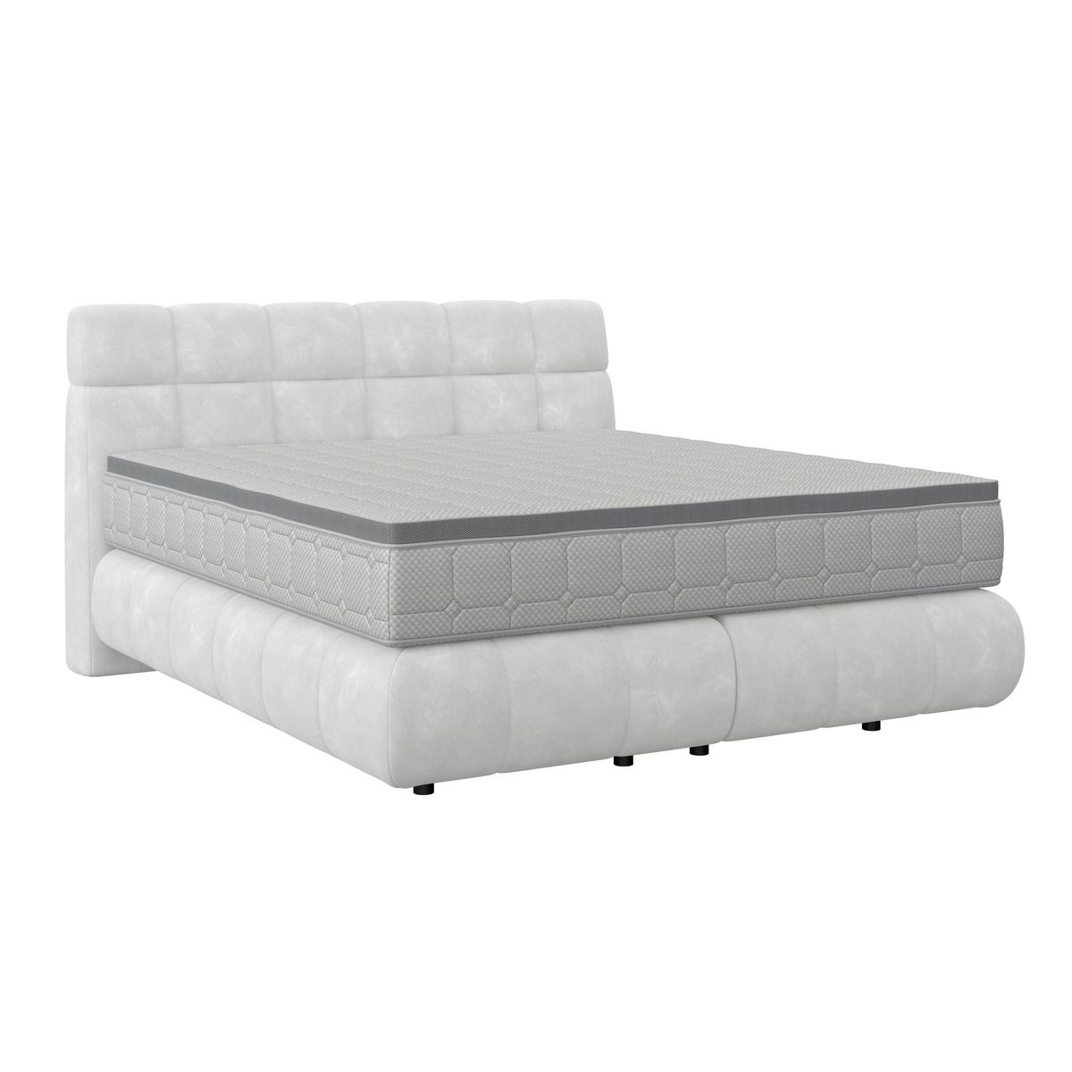 Boxspring Krevet Nobu - svijetlo siva/crna, Trend, drvo/tekstil (160/200cm) - Premium Living