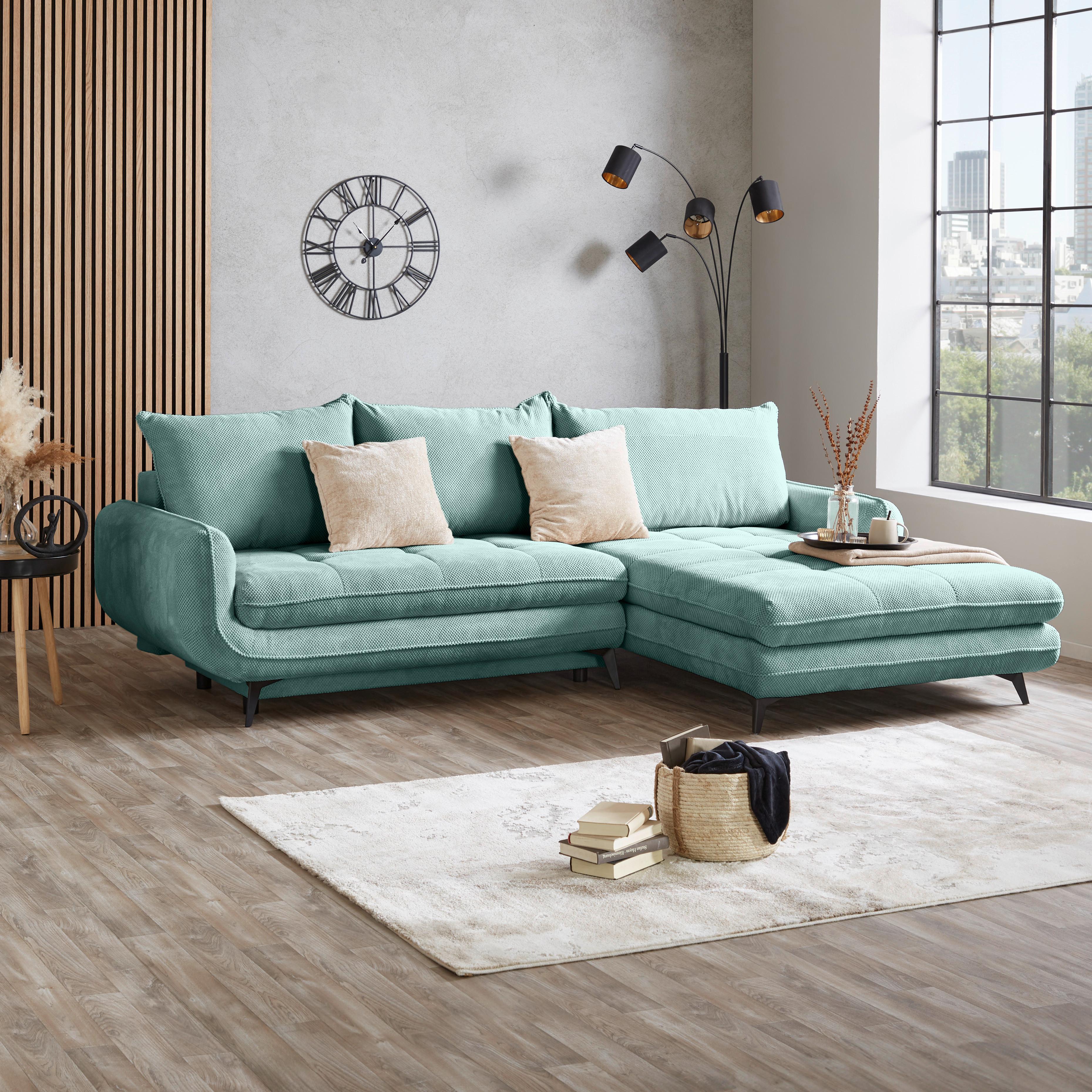 Kutna Garnitura Wave - tirkizna/crna, Moderno, drvo/metal (266/189cm) - Modern Living