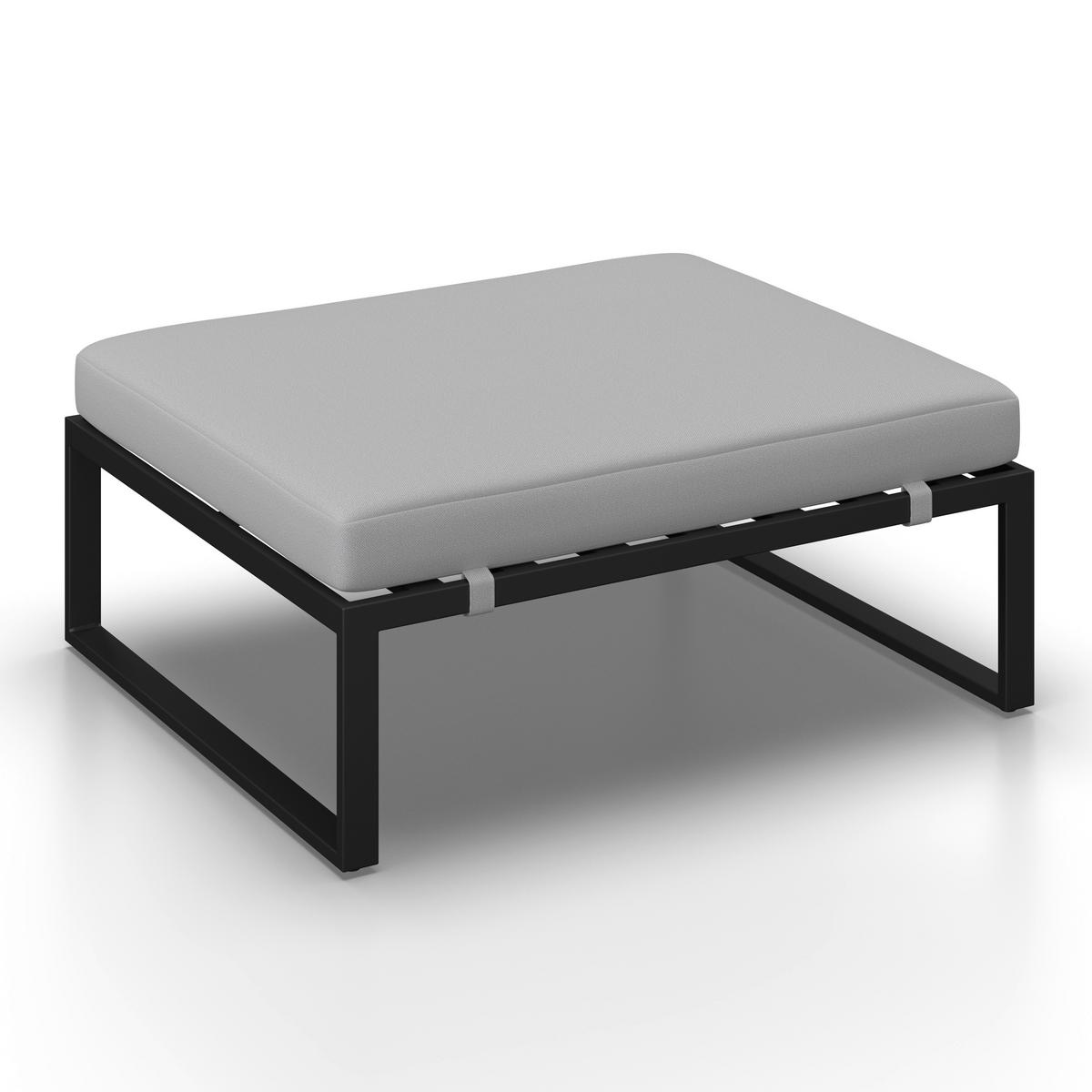 Loungegarnitur Valentina Hellgrau Metall/Textil/Glas - Hellgrau/Schwarz, Modern, Glas/Textil (90/65/74cm) - Bessagi Garden