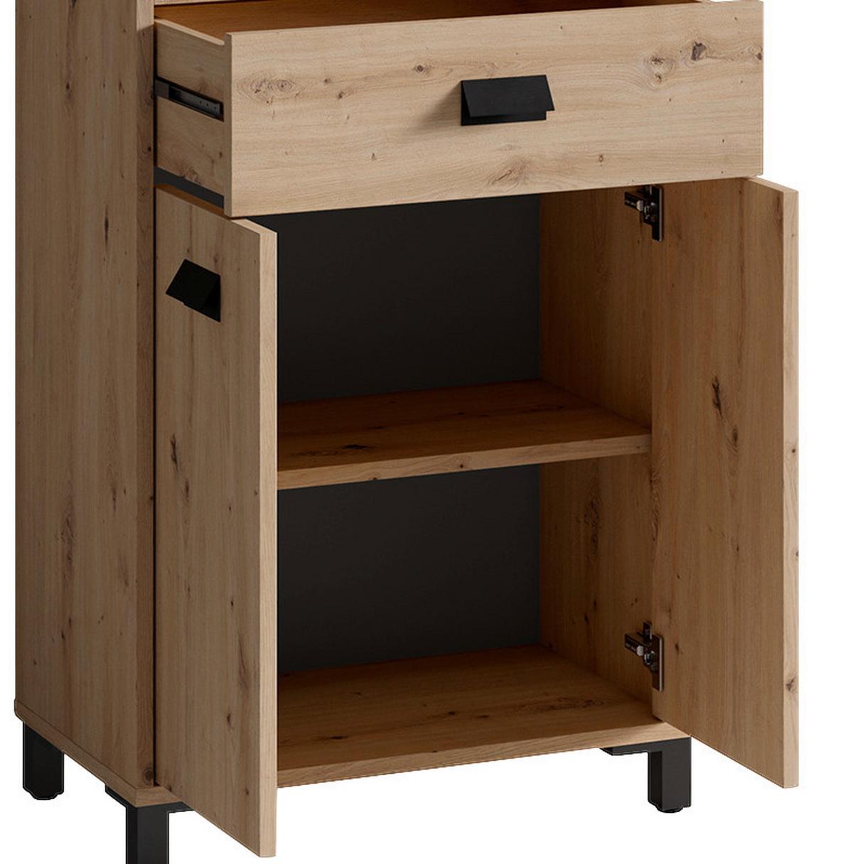 Hochschrank Wellness B: 54 cm Artisan Eiche Dekor - Anthrazit/Schwarz, MODERN, Holzwerkstoff/Kunststoff (54/193/31cm) - MID.YOU