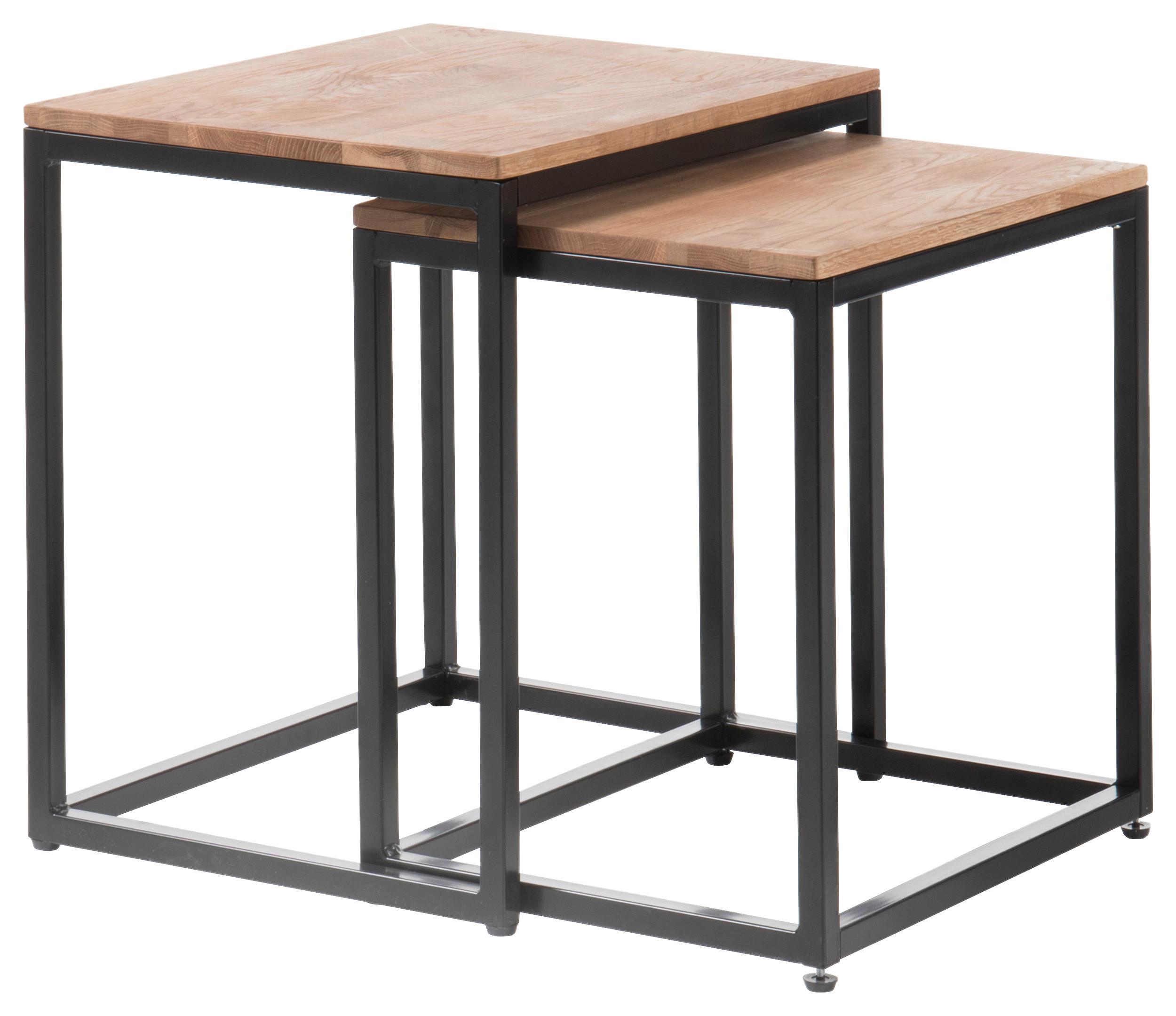 ZESTAW STOLIKÓW KAWOWYCH SAKURA - kolor dębowy/kolor naturalny, Modern, metal/drewno (45-50/45-50/37-40cm) - Xora