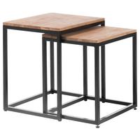 ZESTAW STOLIKÓW KAWOWYCH SAKURA - kolor dębowy/kolor naturalny, Modern, metal/drewno (45-50/45-50/37-40cm) - Xora