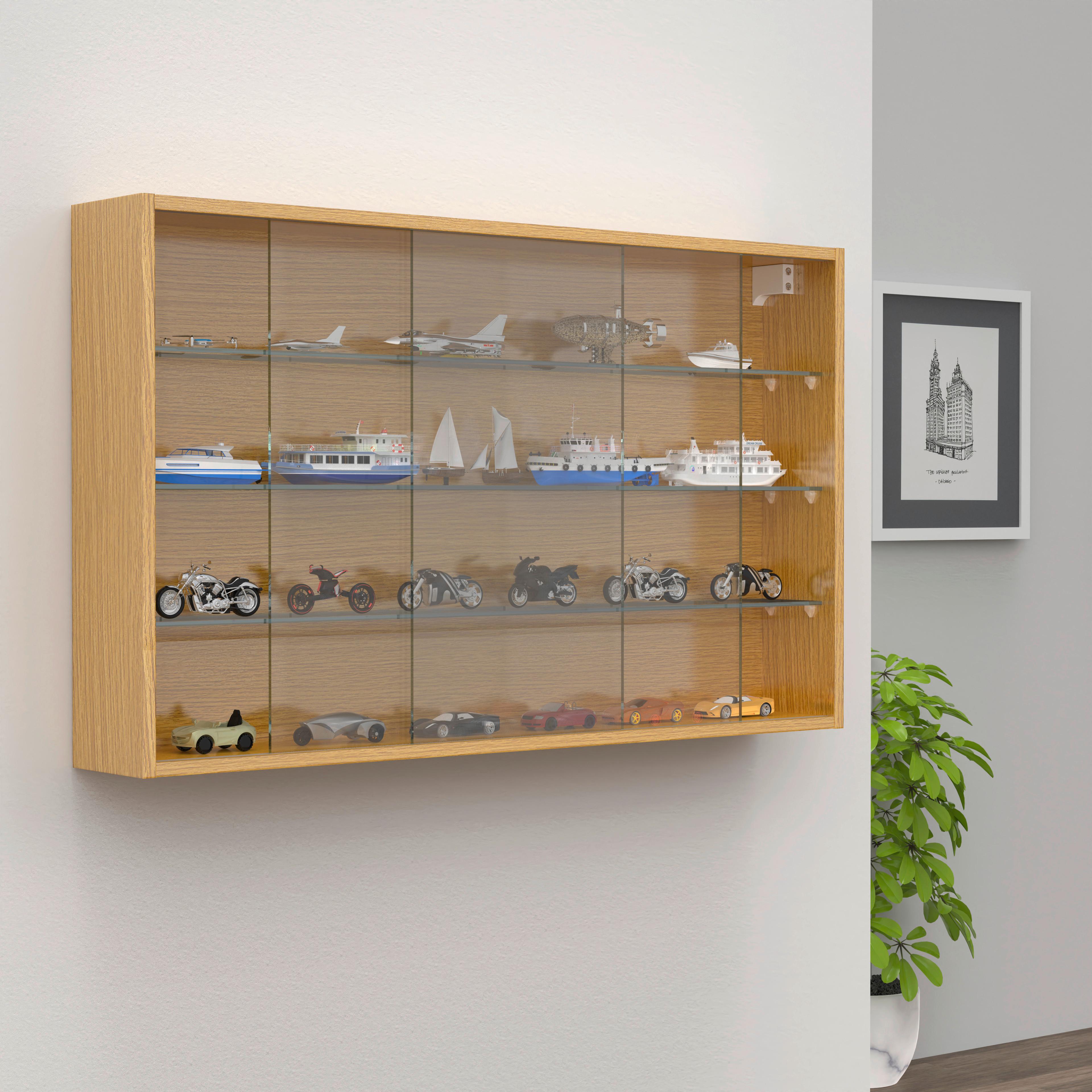 HÄNGEVITRINE DRIVALO XL - Honigeiche/Transparent, Design, Glas/Holzwerkstoff (100/60/15cm) - MID.YOU