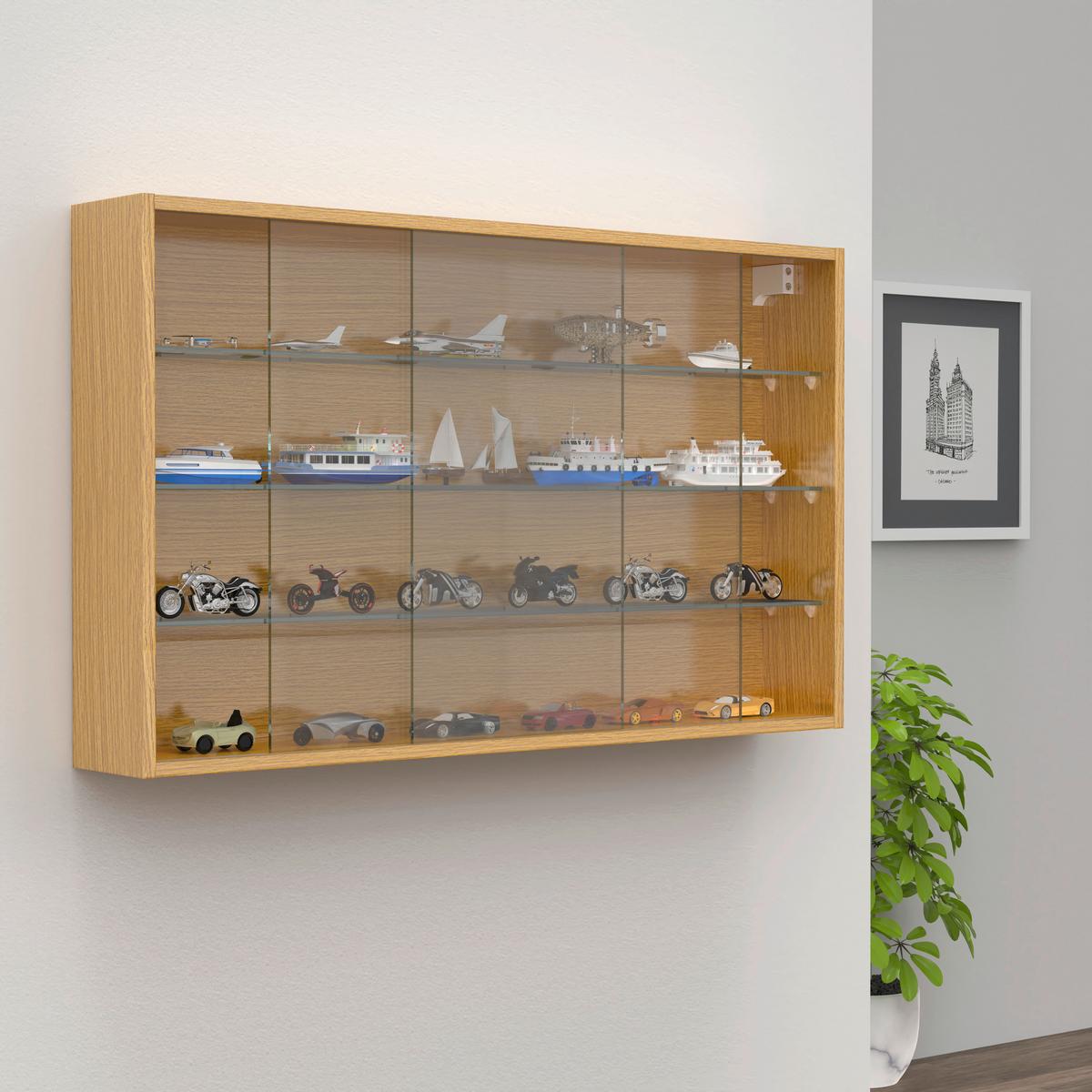 HÄNGEVITRINE DRIVALO XL - Honigeiche/Transparent, Design, Glas/Holzwerkstoff (100/60/15cm) - MID.YOU