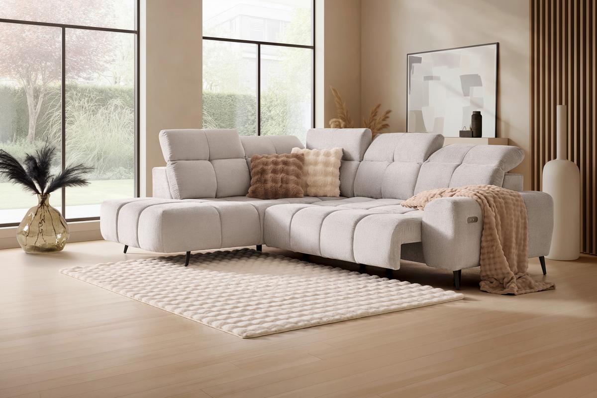 Kutna Garnitura Silvio - svijetlo siva/crna, Moderno, tekstil/metal (225/85-105/275cm) - Mömax