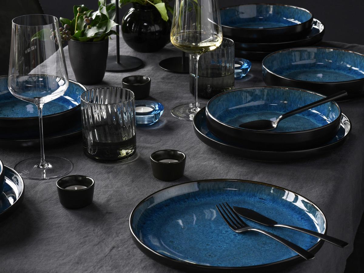 Kombinirani Servis Nordic Fjord Blue, 16-Delni - svetlo modra/črna, Basics, keramika - Creatable