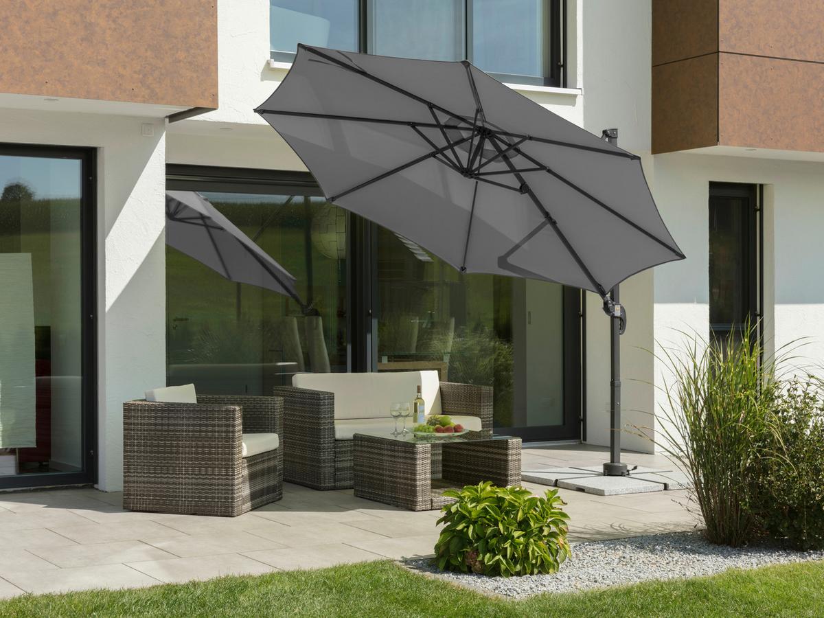 Ampelschirm Rhodos ca. 352x244 x300 cm Anthrazit - Anthrazit, Basics, Textil/Metall (352/244/300cm) - Schneider