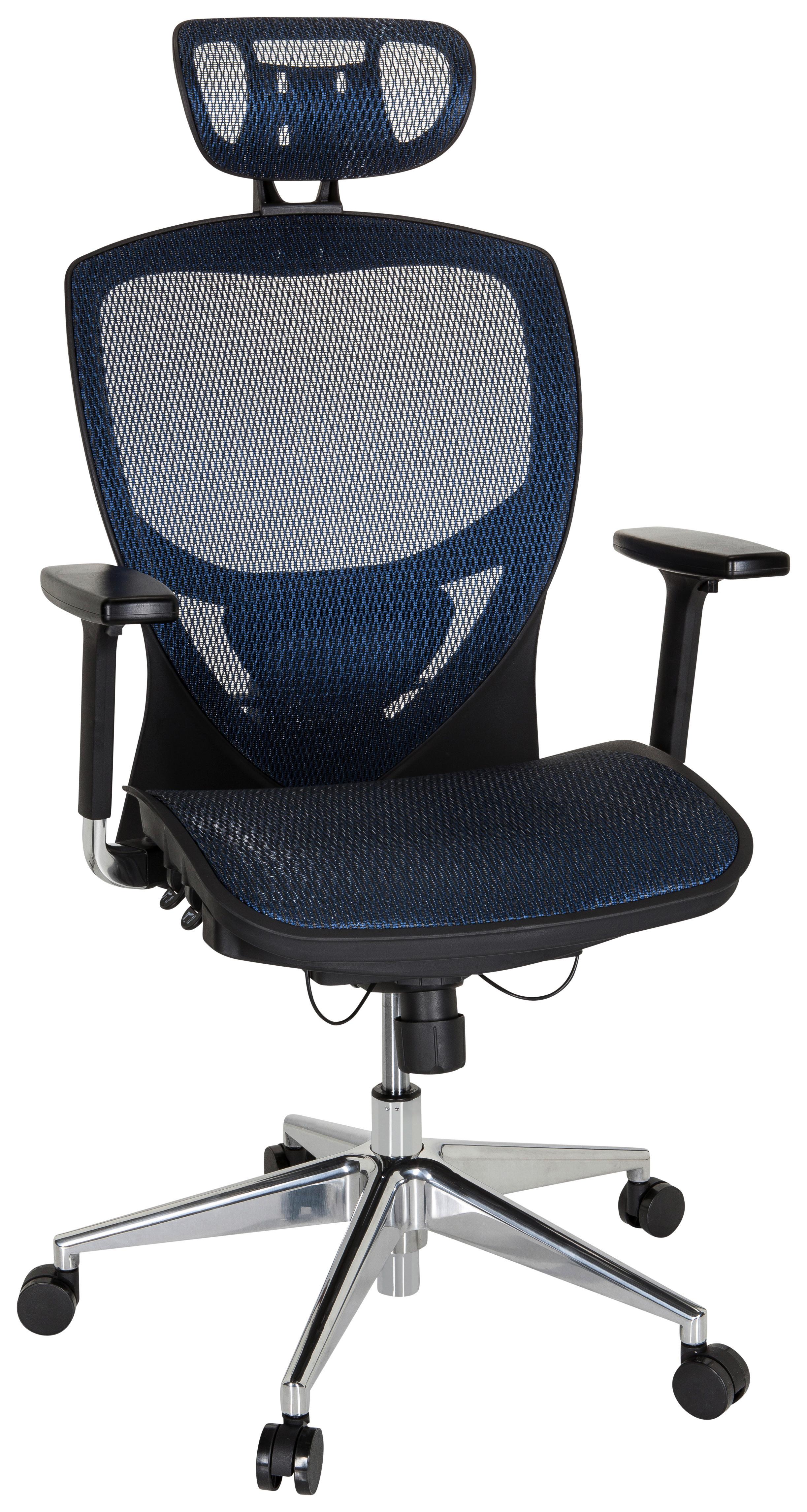 Pisarniški Stol Venus One, Modra - modra/srebrne barve, Basics, kovina/umetna masa (61/148/48cm) - MID.YOU