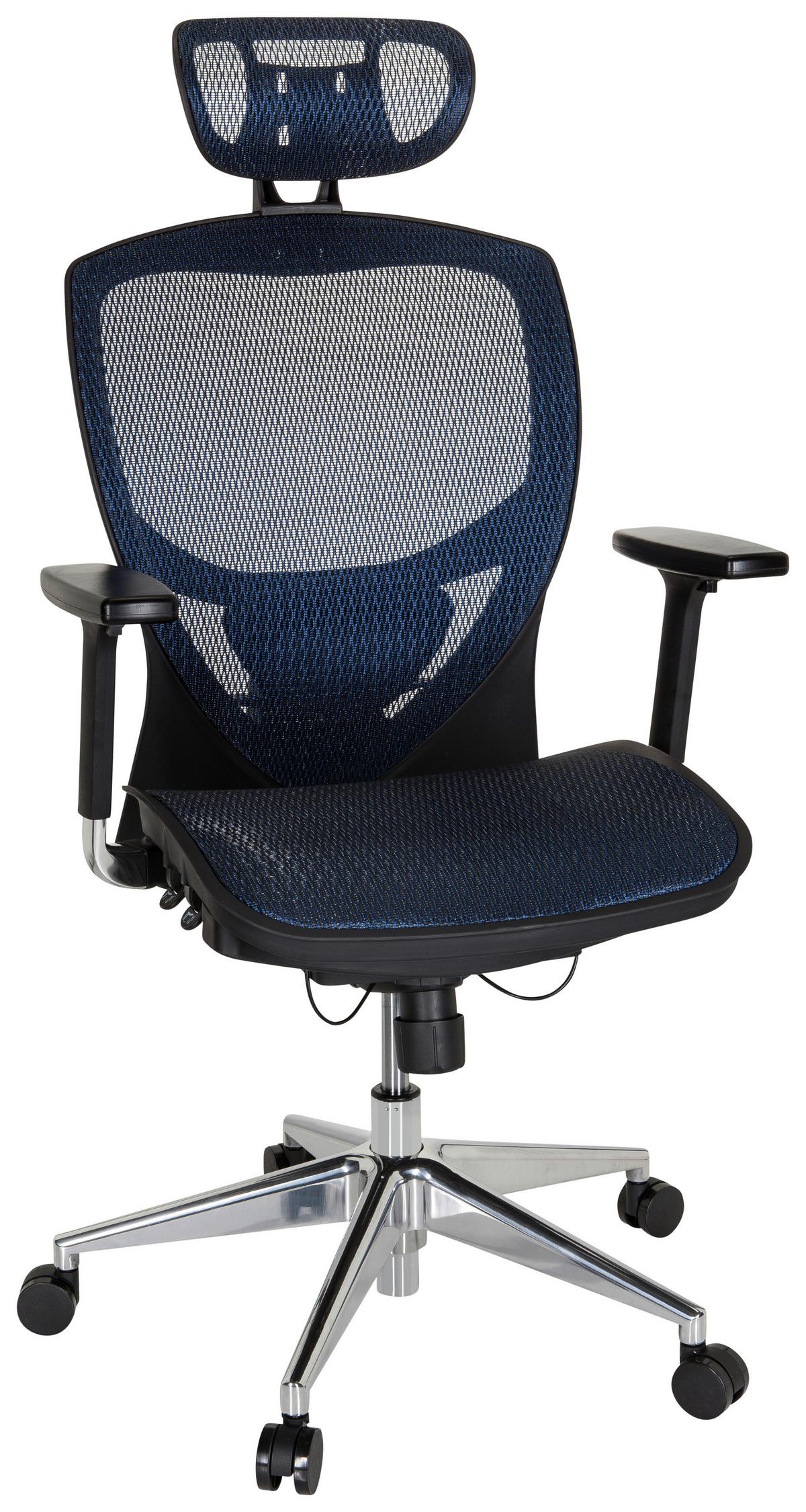 Pisarniški Stol Venus One, Modra - modra/srebrne barve, Basics, kovina/umetna masa (61/148/48cm) - MID.YOU