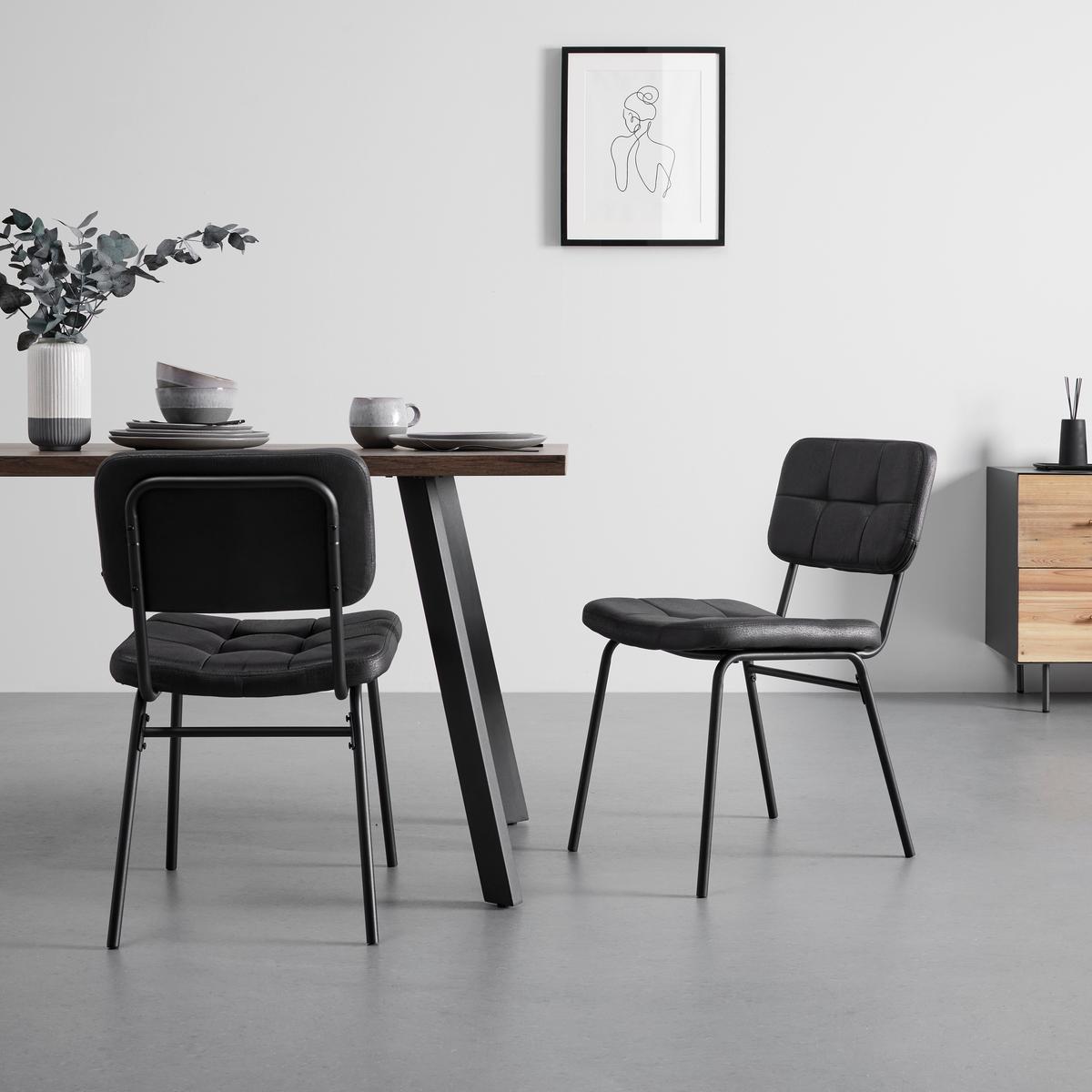 ZESTAW KRZESEŁ VALENTIN - ciemnoszary/czarny, Modern, metal/tkanina (44/80/59cm) - Bessagi Home