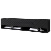Nizka Omarica A140, Črna, Vzorec Ribje Kosti, Led - črna/siva, Basics, umetna masa/leseni material (140/30/31cm) - P & B