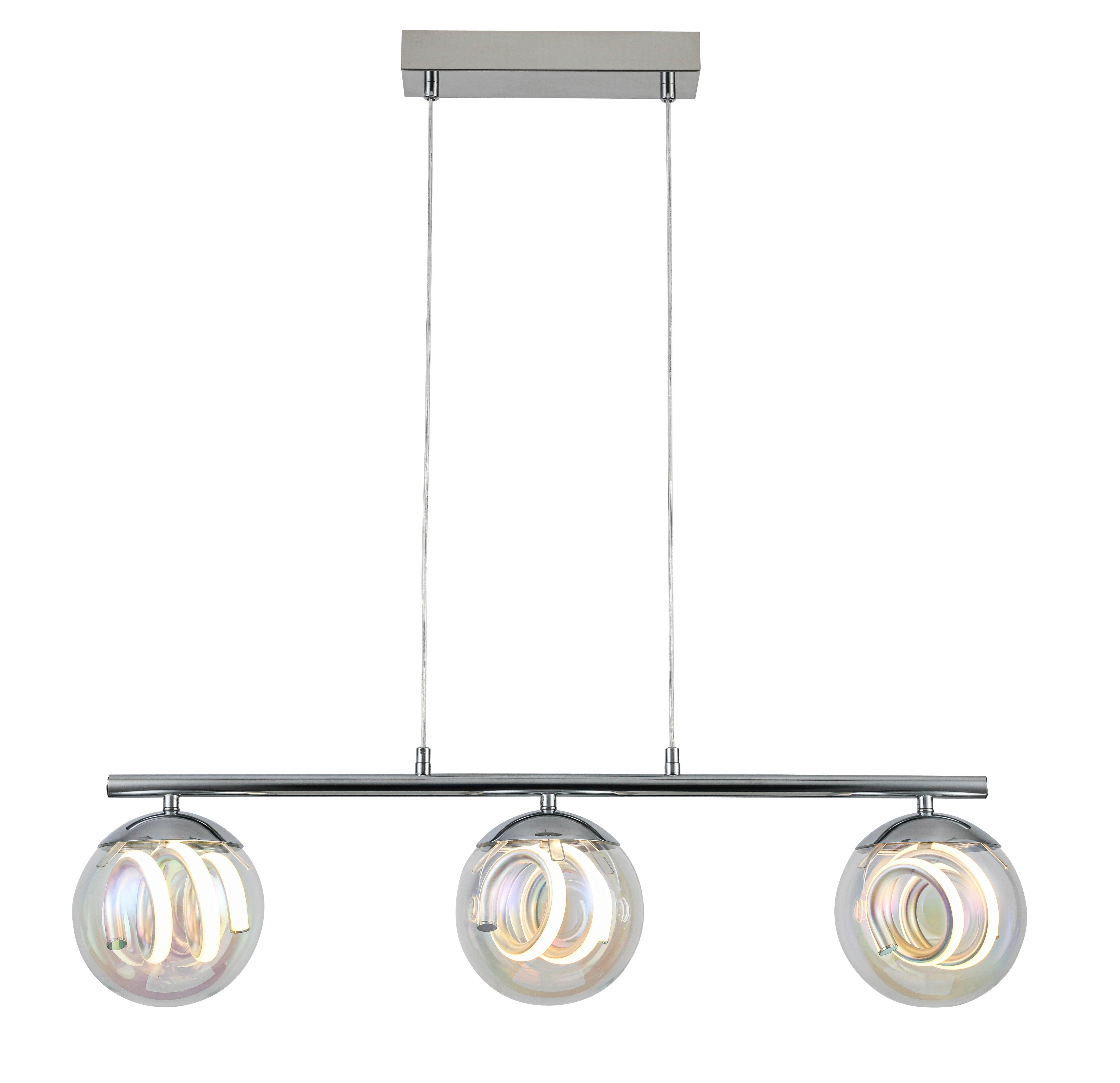 LED-HÄNGLAMPA MODERNI - pärlemor/kromfärg, Modern, metall/glas (75/15/120cm) - Mömax