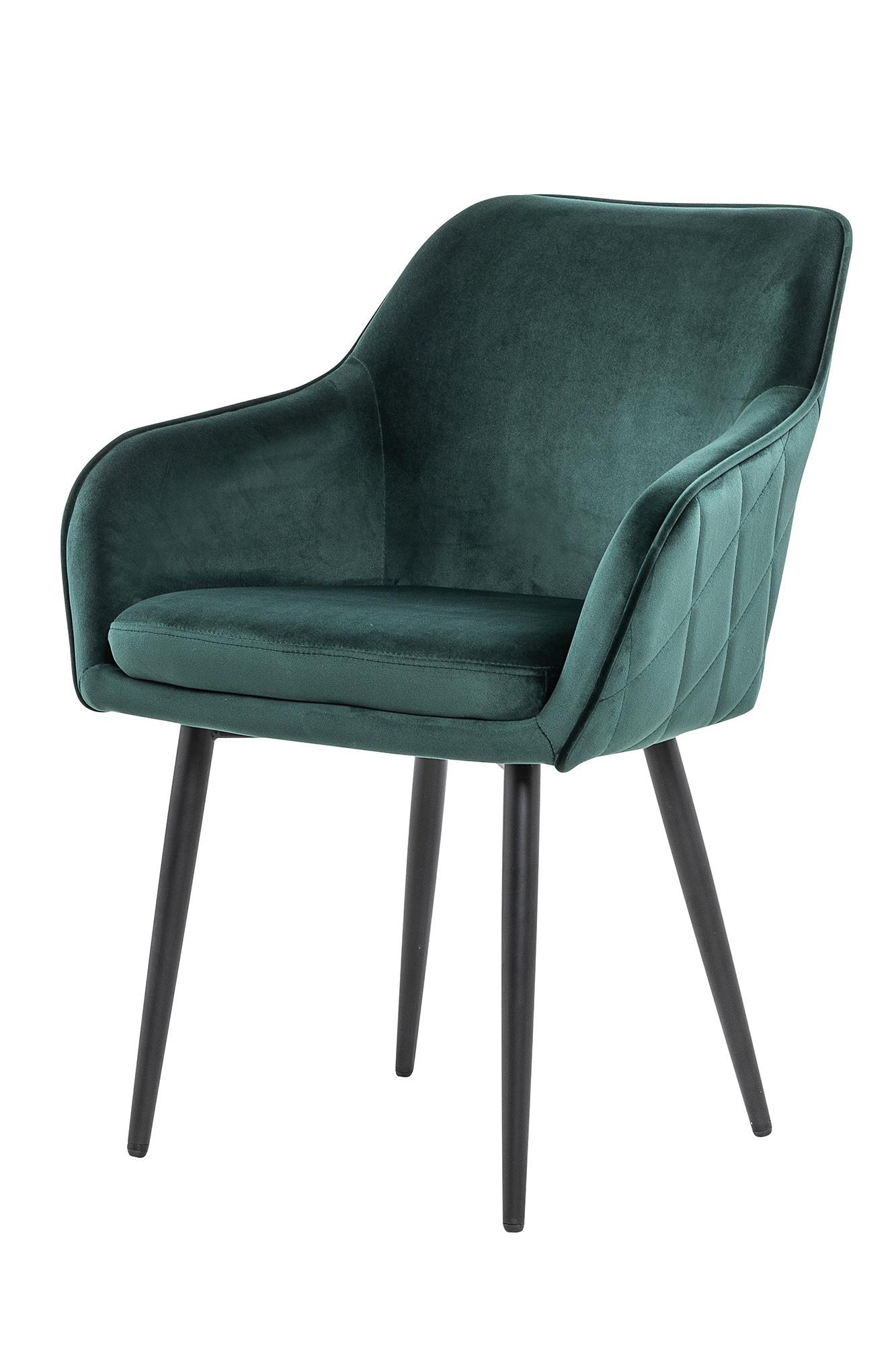 Naslanjač Samt, Gozdno Zelena - črna/gozdno zelena, Moderno, kovina/tekstil (61/85/60cm) - Livetastic